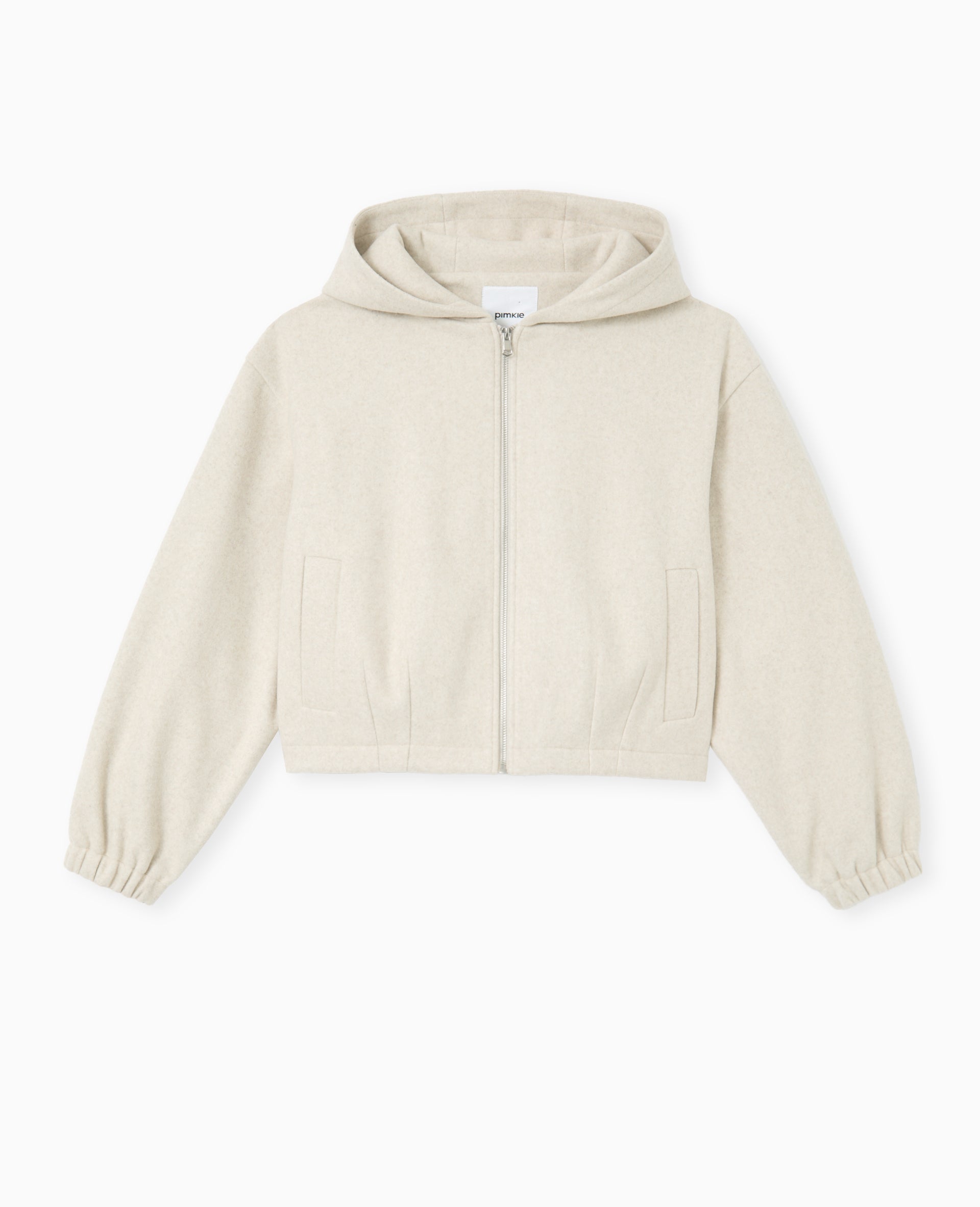Blouson zippé avec capuche effet drap de laine