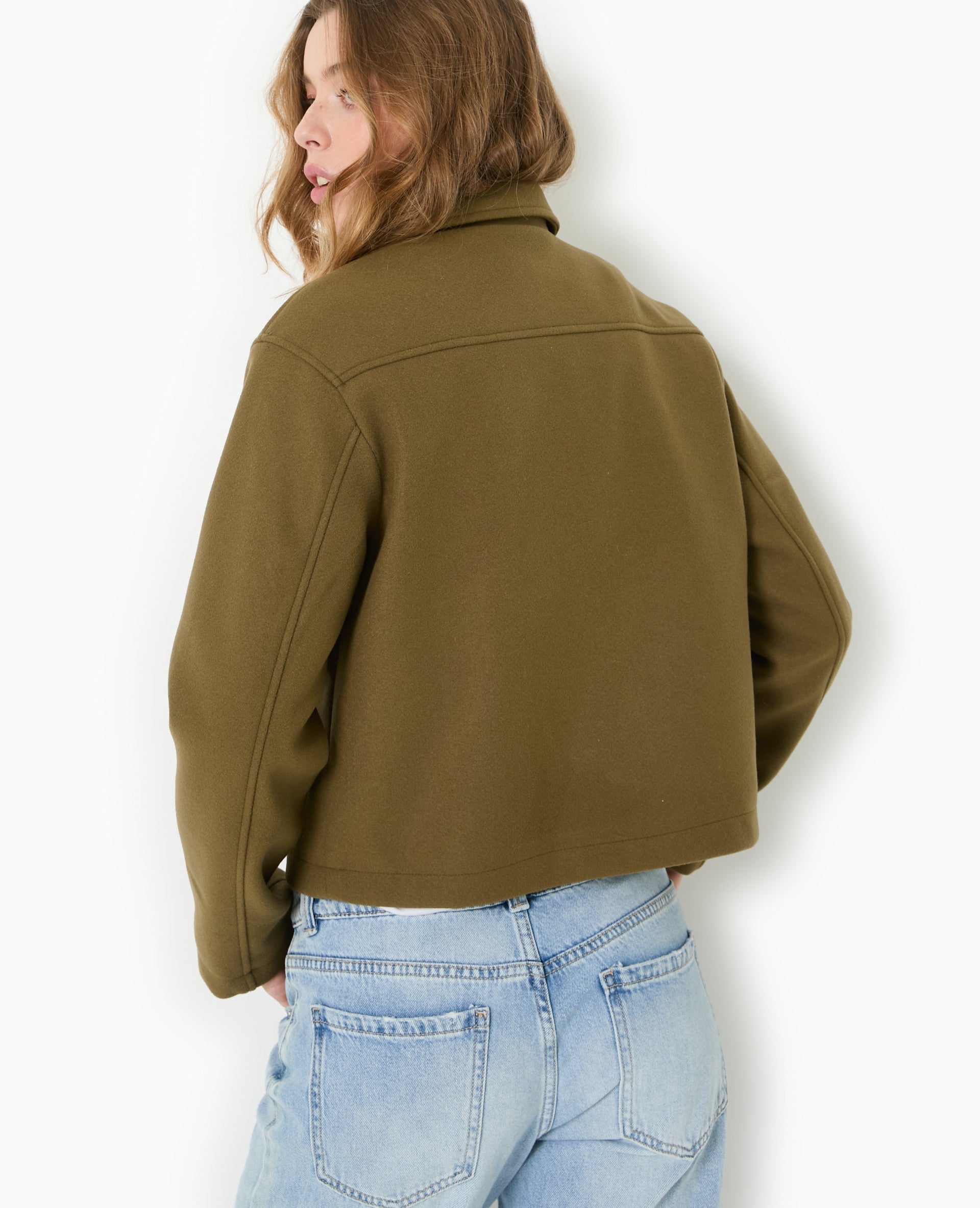 Manteau court effet drap de laine