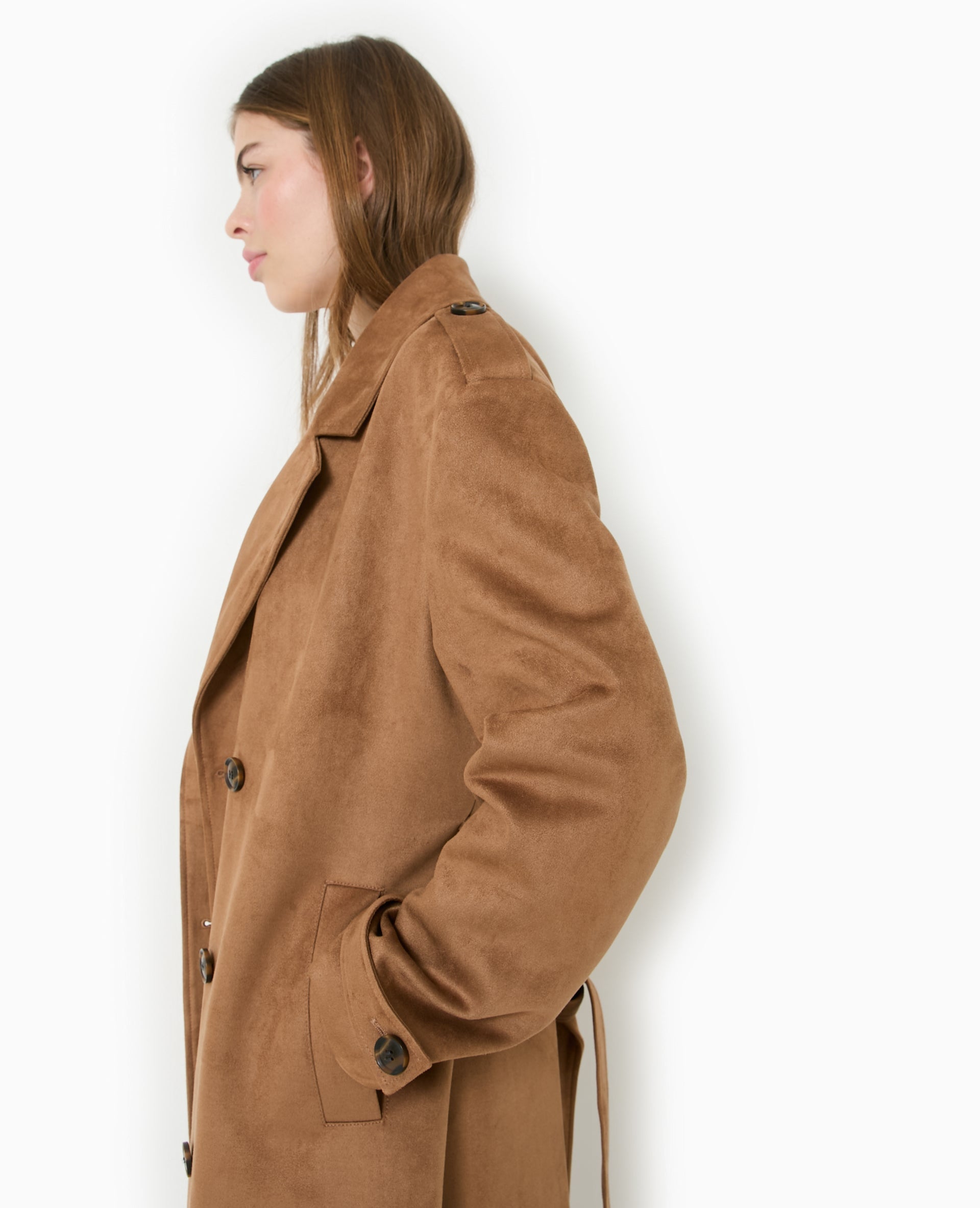 Trench oversize en suédine