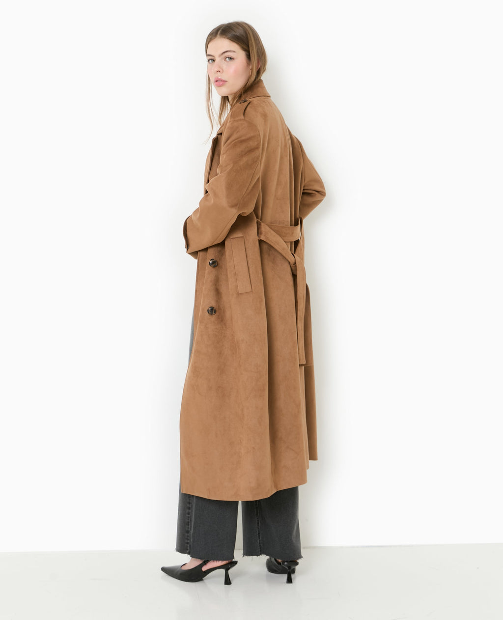 Trench oversize en suédine