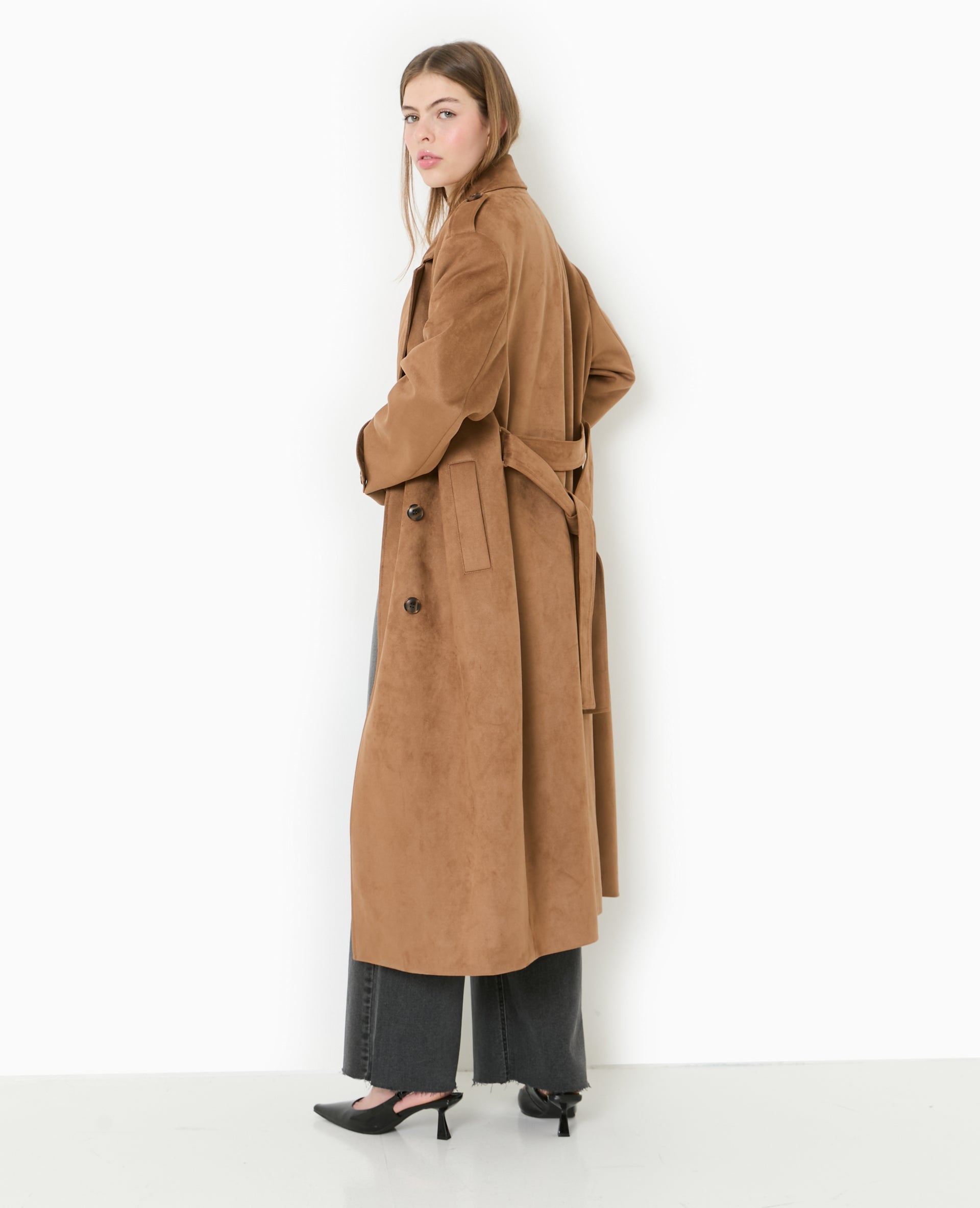 Trench oversize en suédine