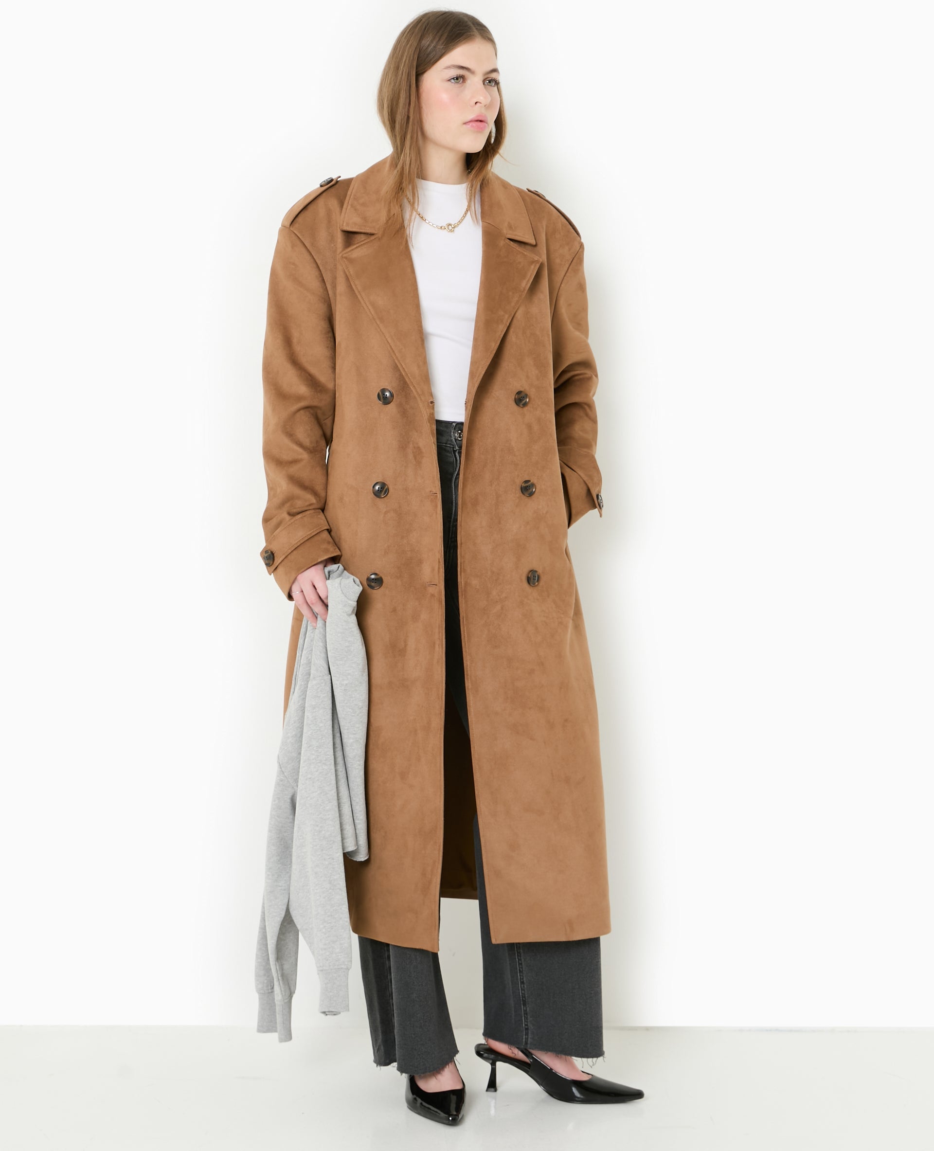 Trench oversize en suédine