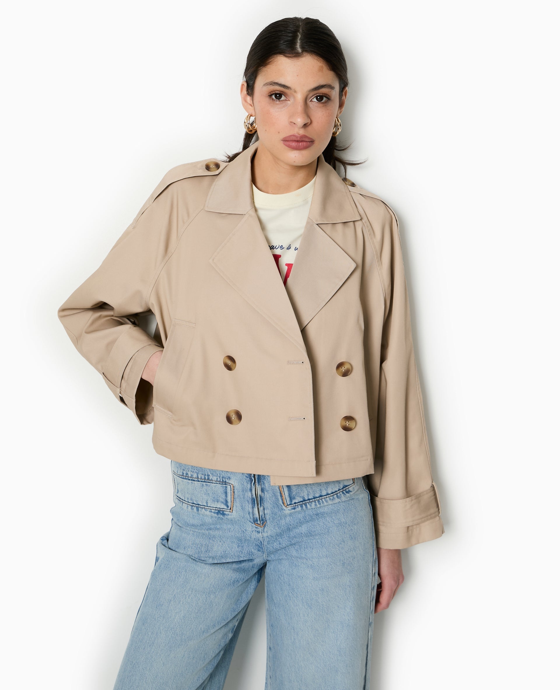 Trench court en toile