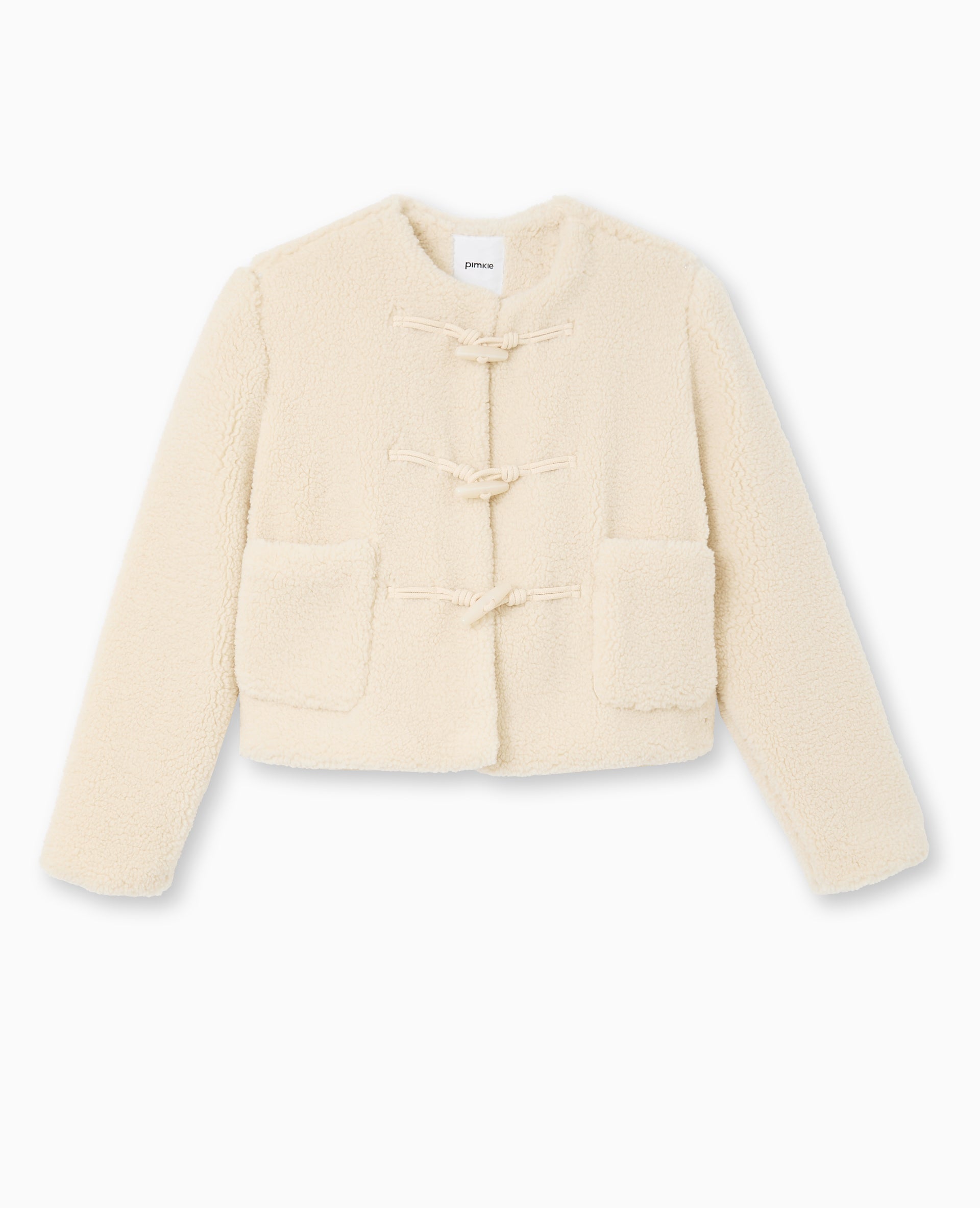 Manteau court en sherpa avec boutons duffle coat