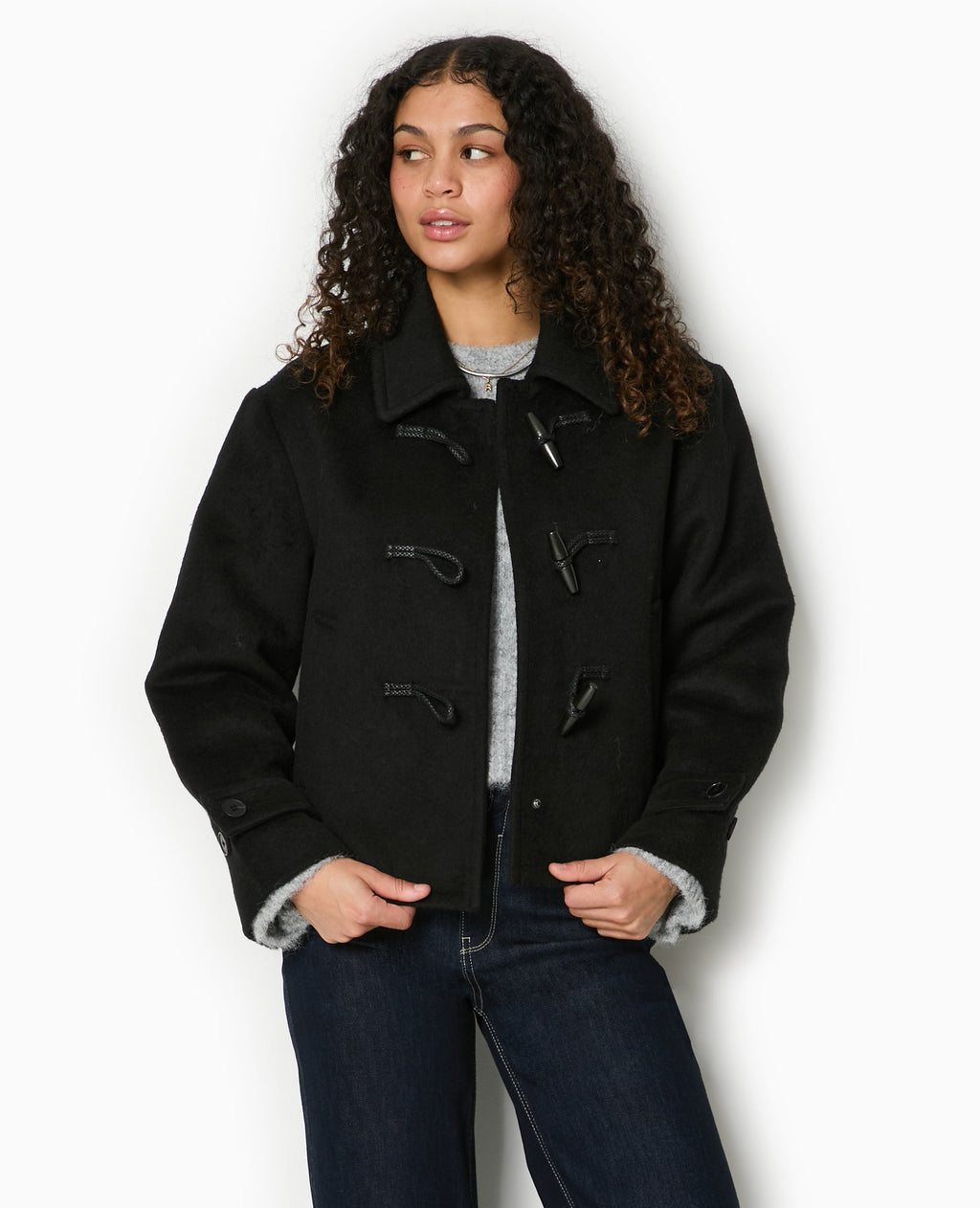 Manteau court et droit avec boutons duffle coat
