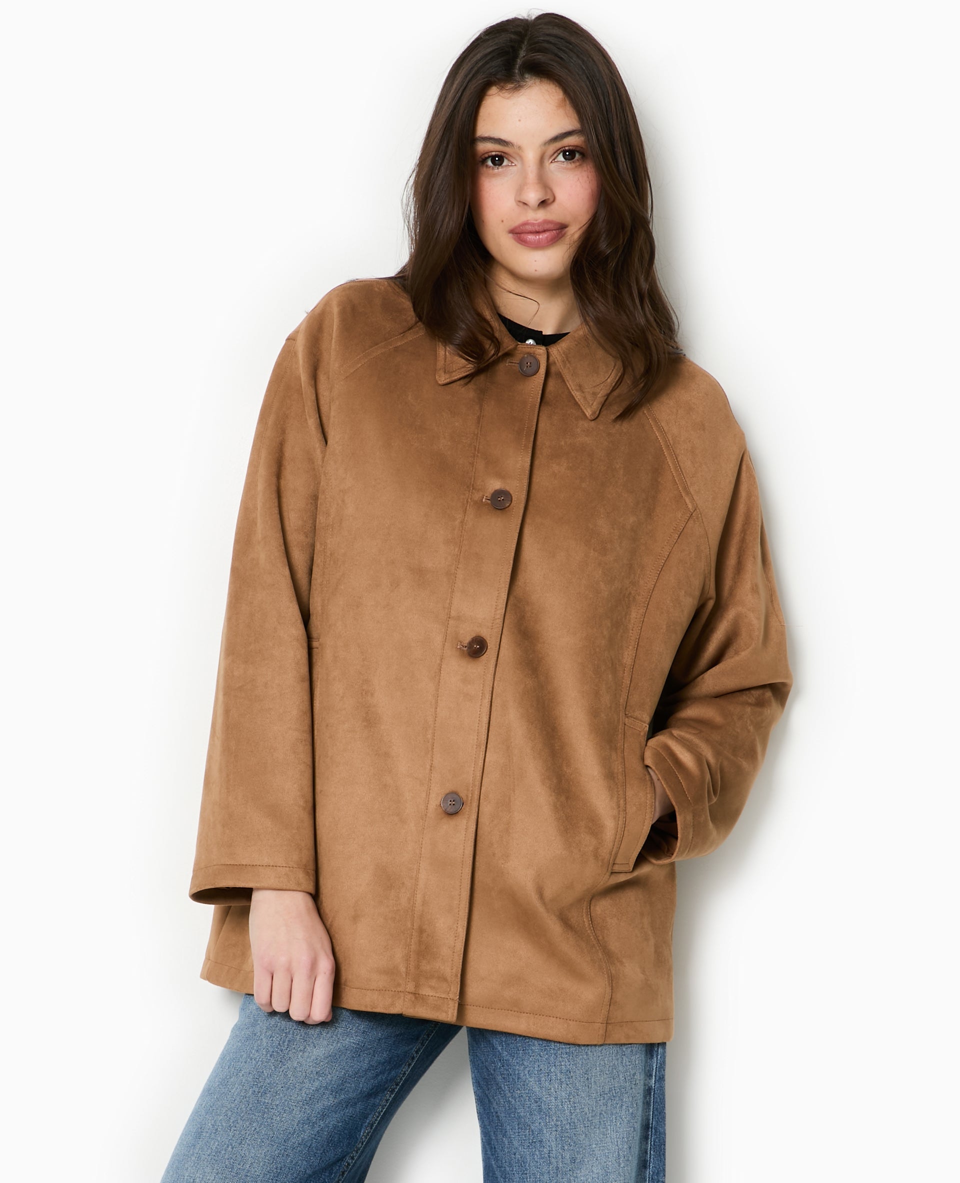Manteau court en suédine