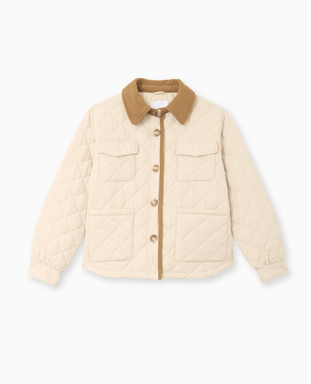 Manteau court matelassé avec col velours
