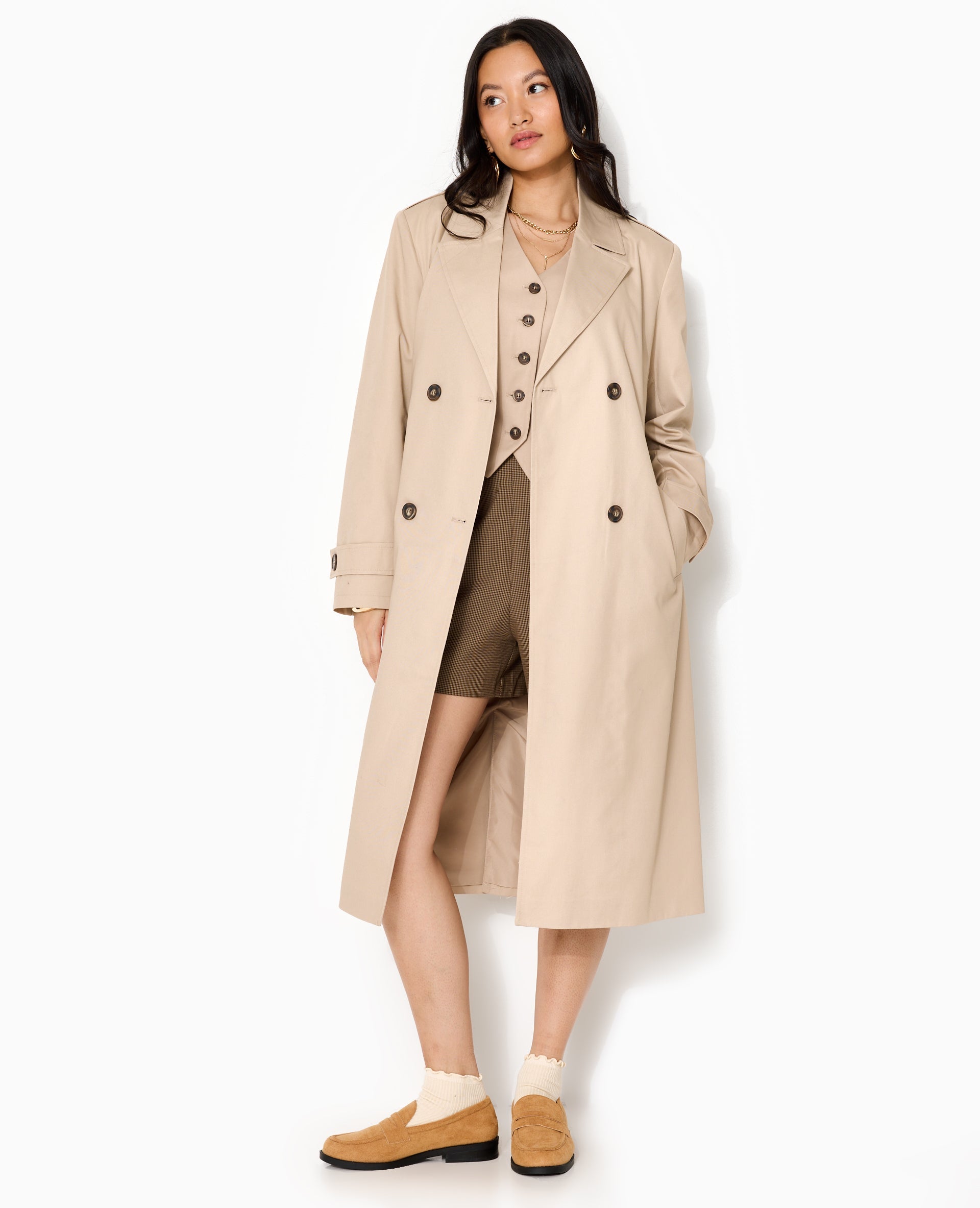 Trench long avec ceinture