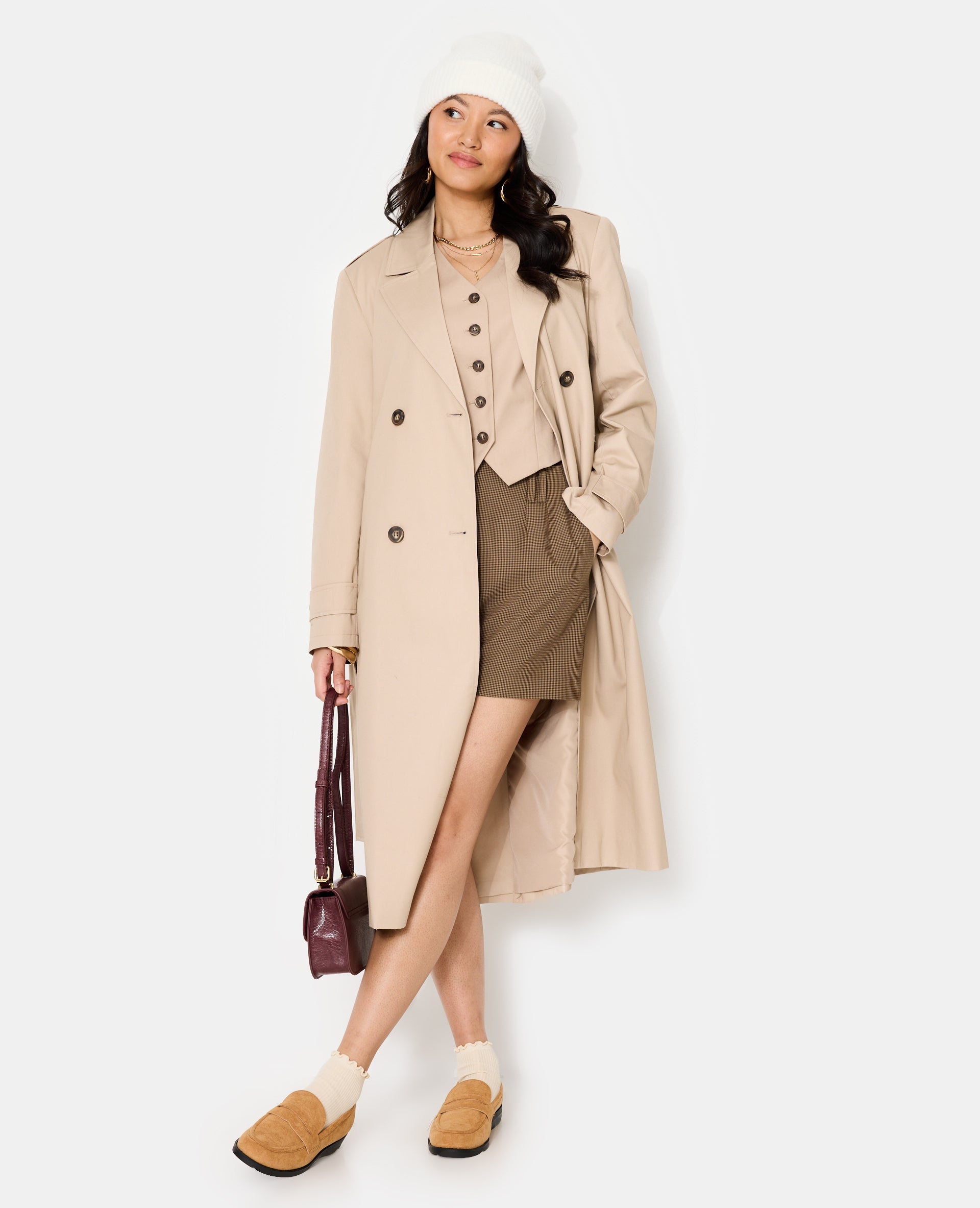 Trench long avec ceinture