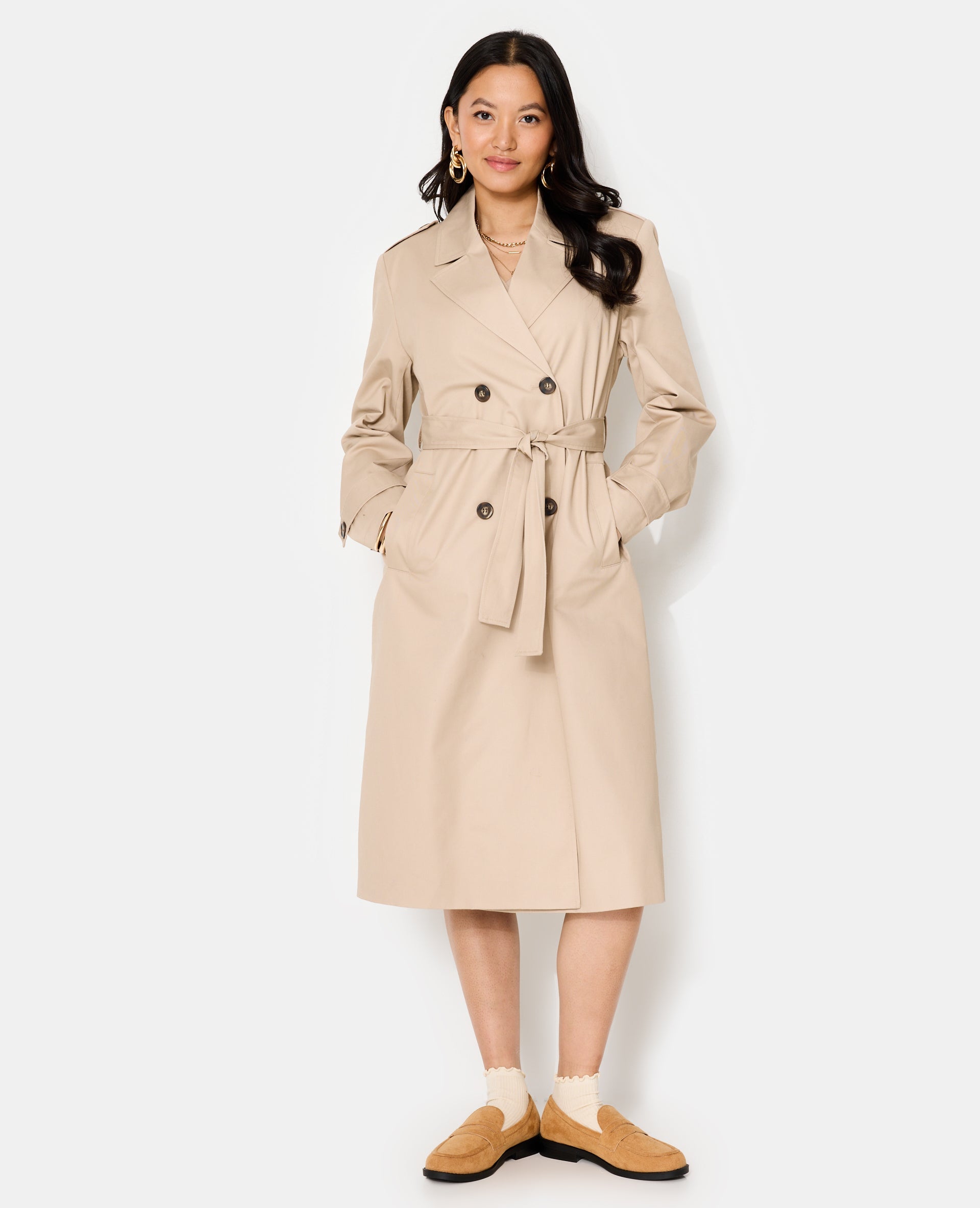 Trench long avec ceinture