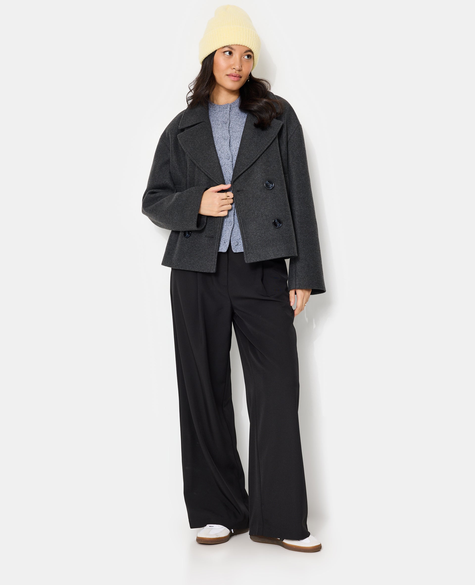 Blouson caban effet drap de laine