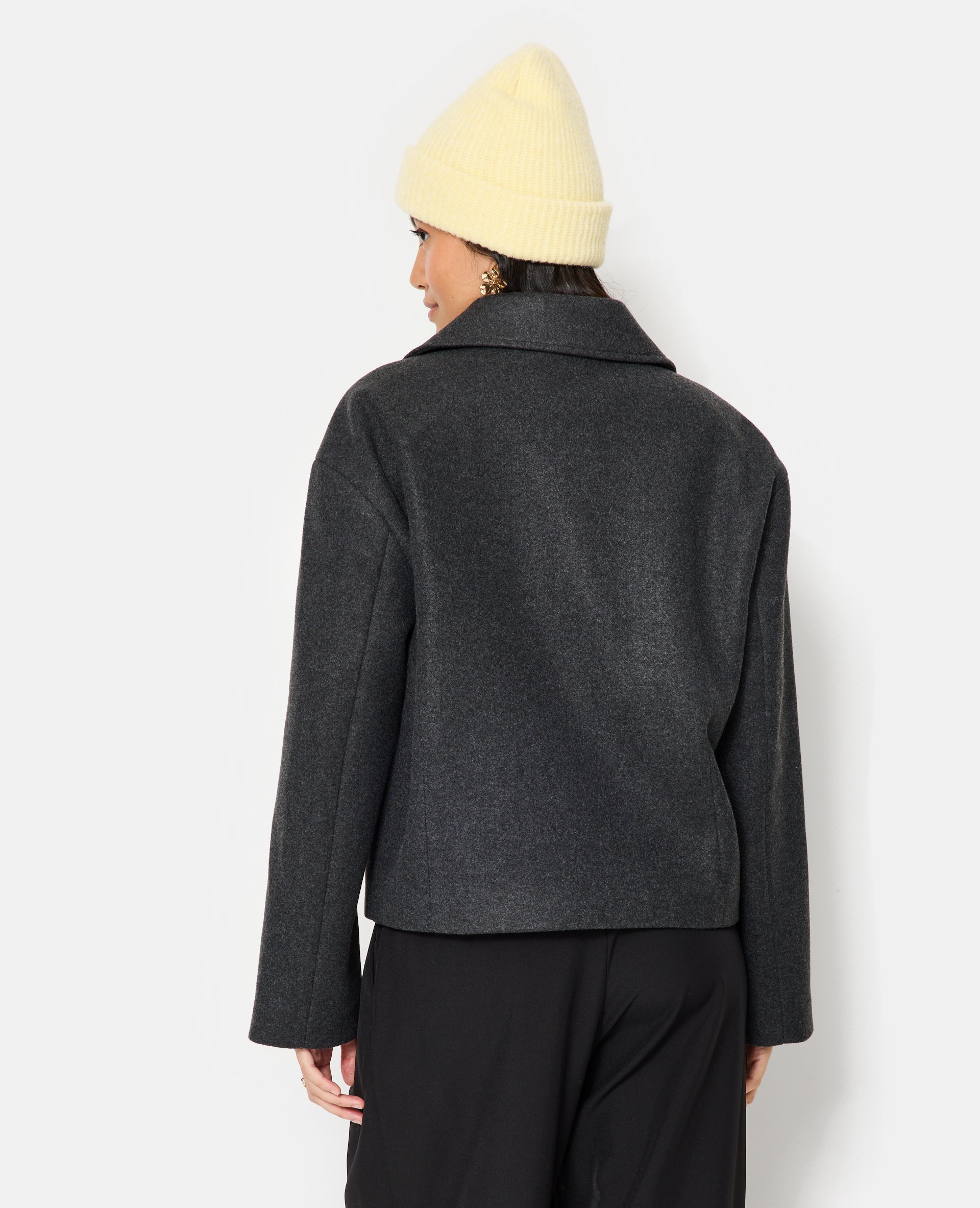 Blouson caban effet drap de laine