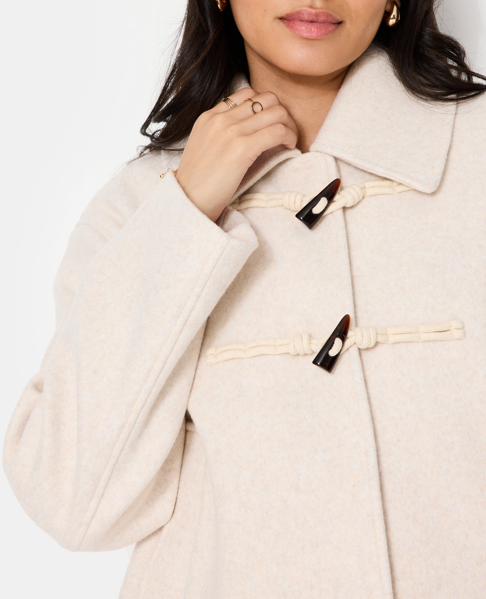 Blouson court façon duffle coat effet drap de laine
