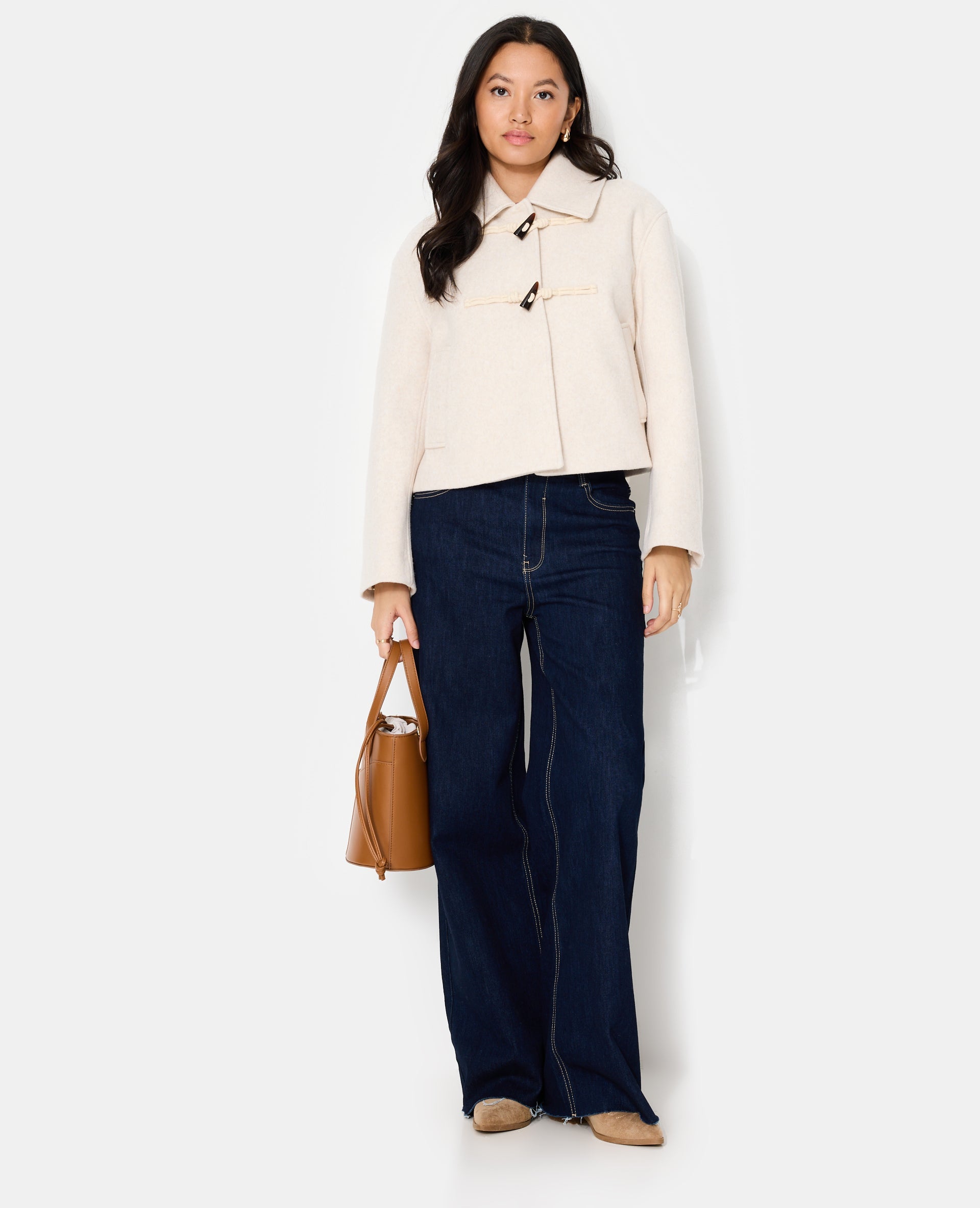 Blouson court façon duffle coat effet drap de laine