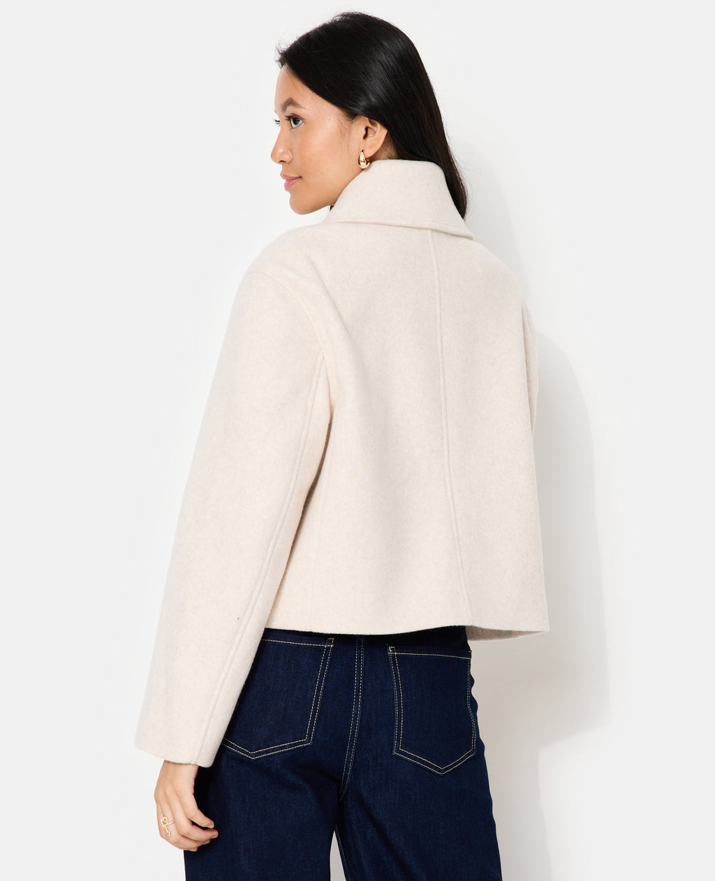 Blouson court façon duffle coat effet drap de laine