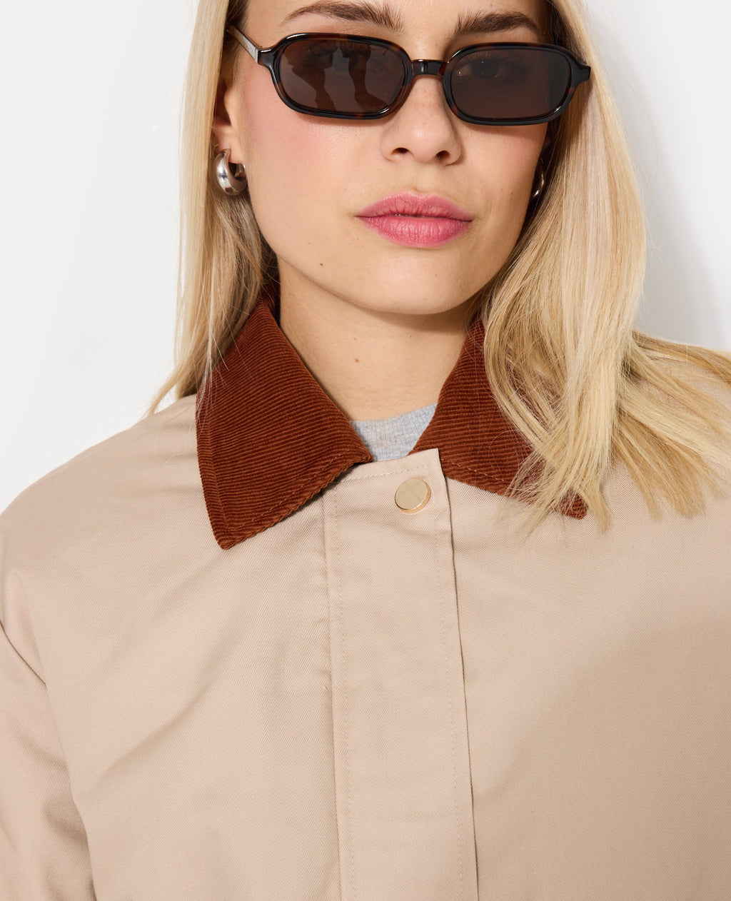 Manteau long en toile avec col velours