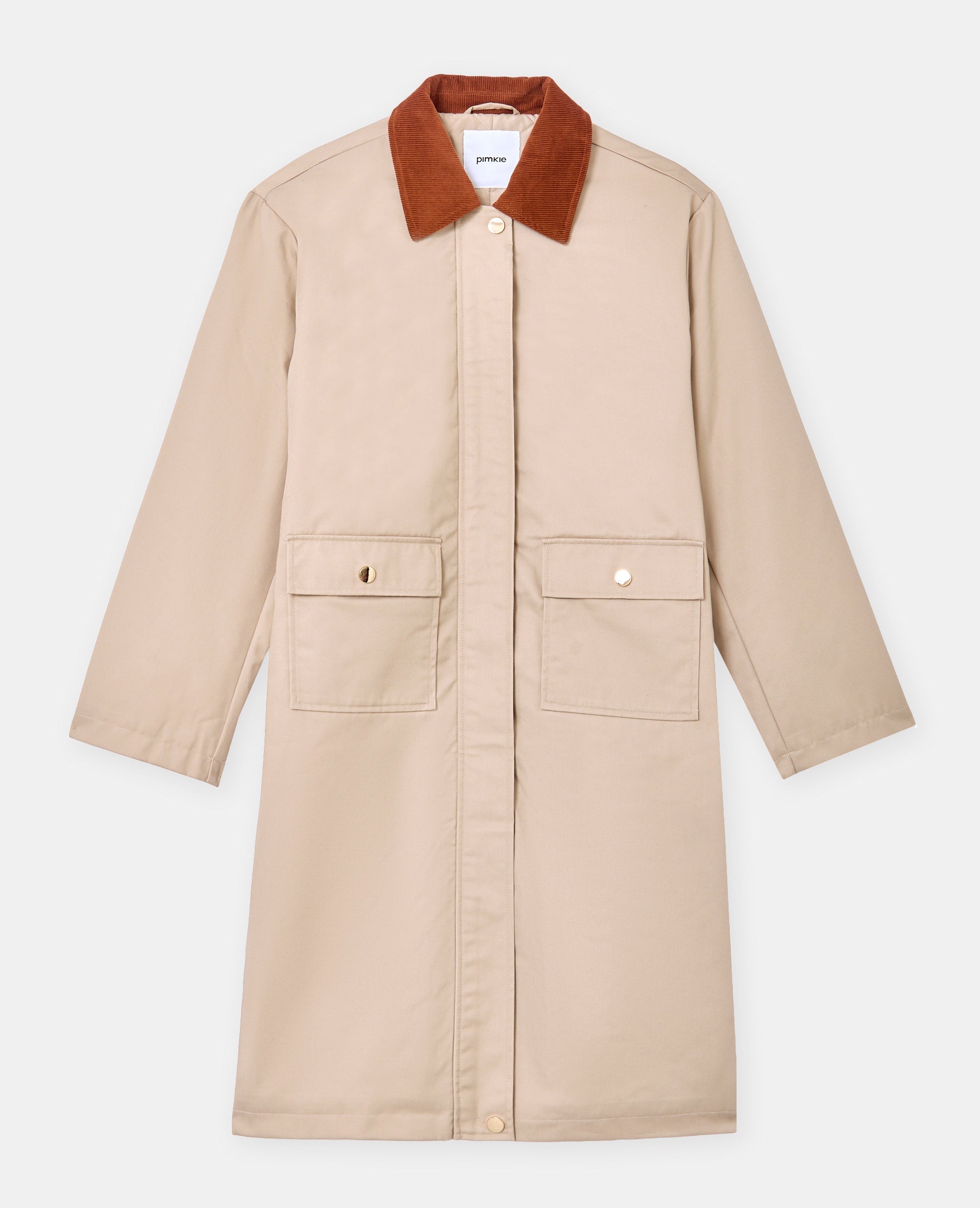 Manteau long en toile avec col velours