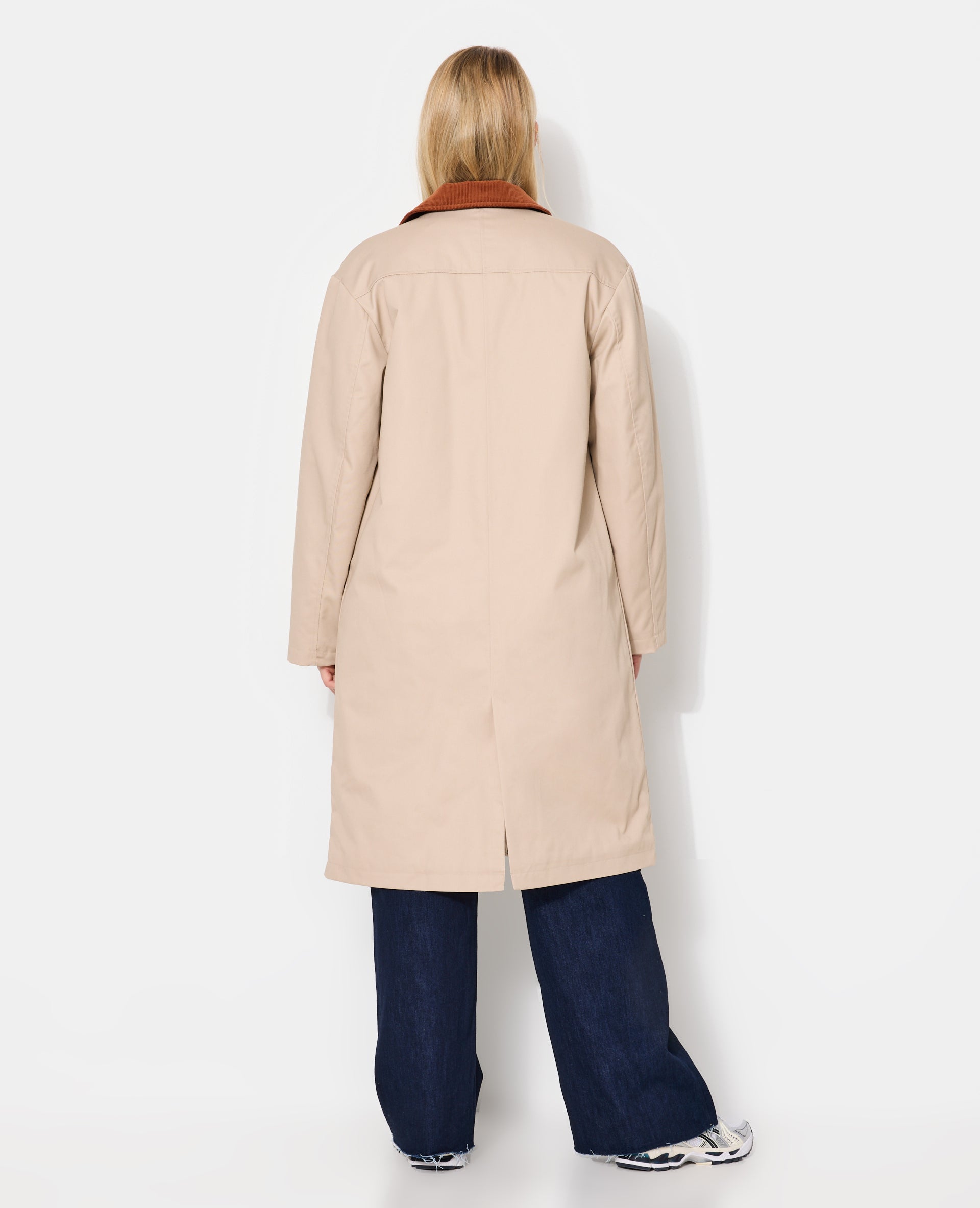 Manteau long en toile avec col velours