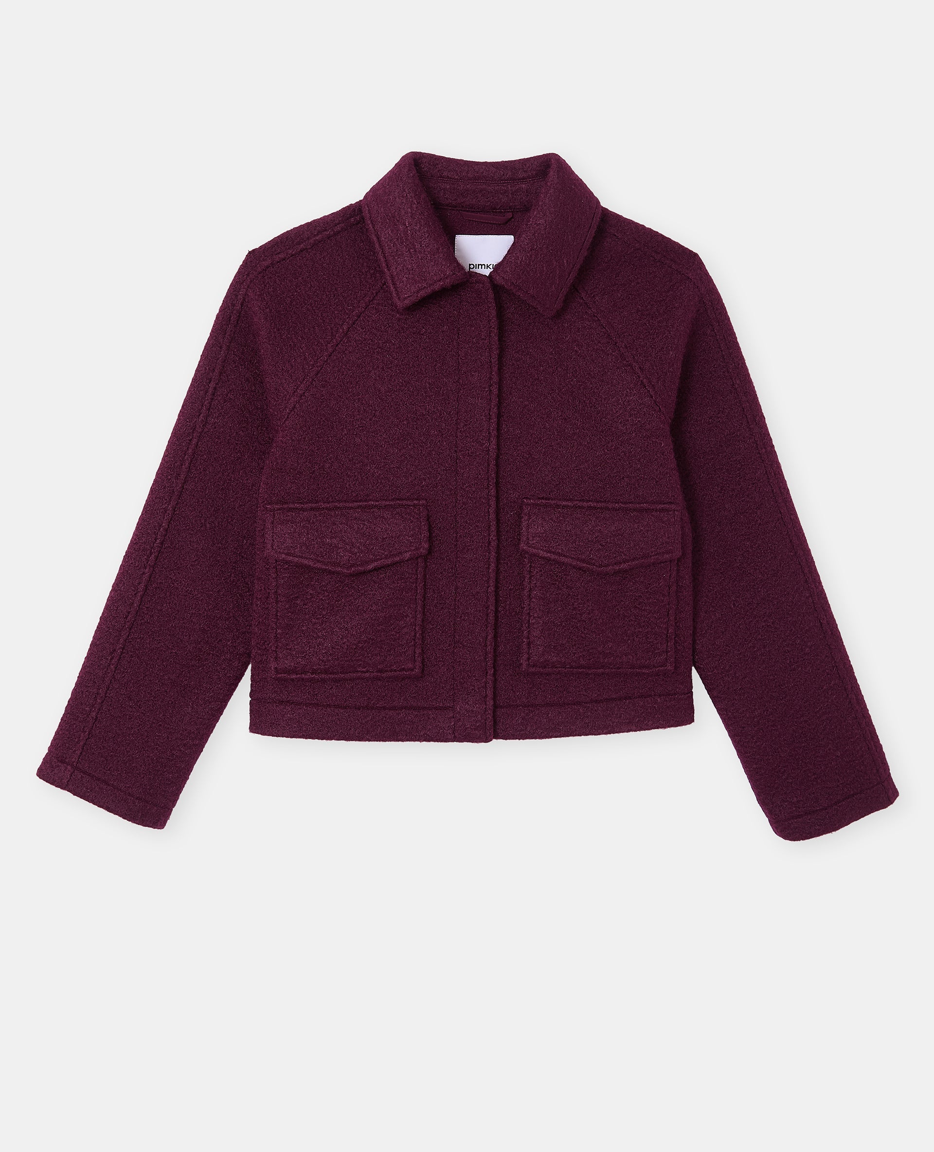 Blouson court effet drap de laine bouclée