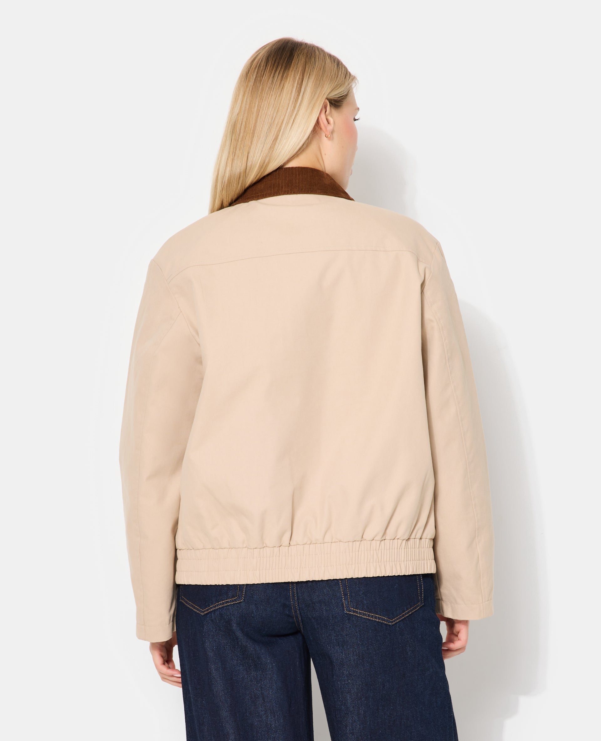Manteau court en toile avec col velours