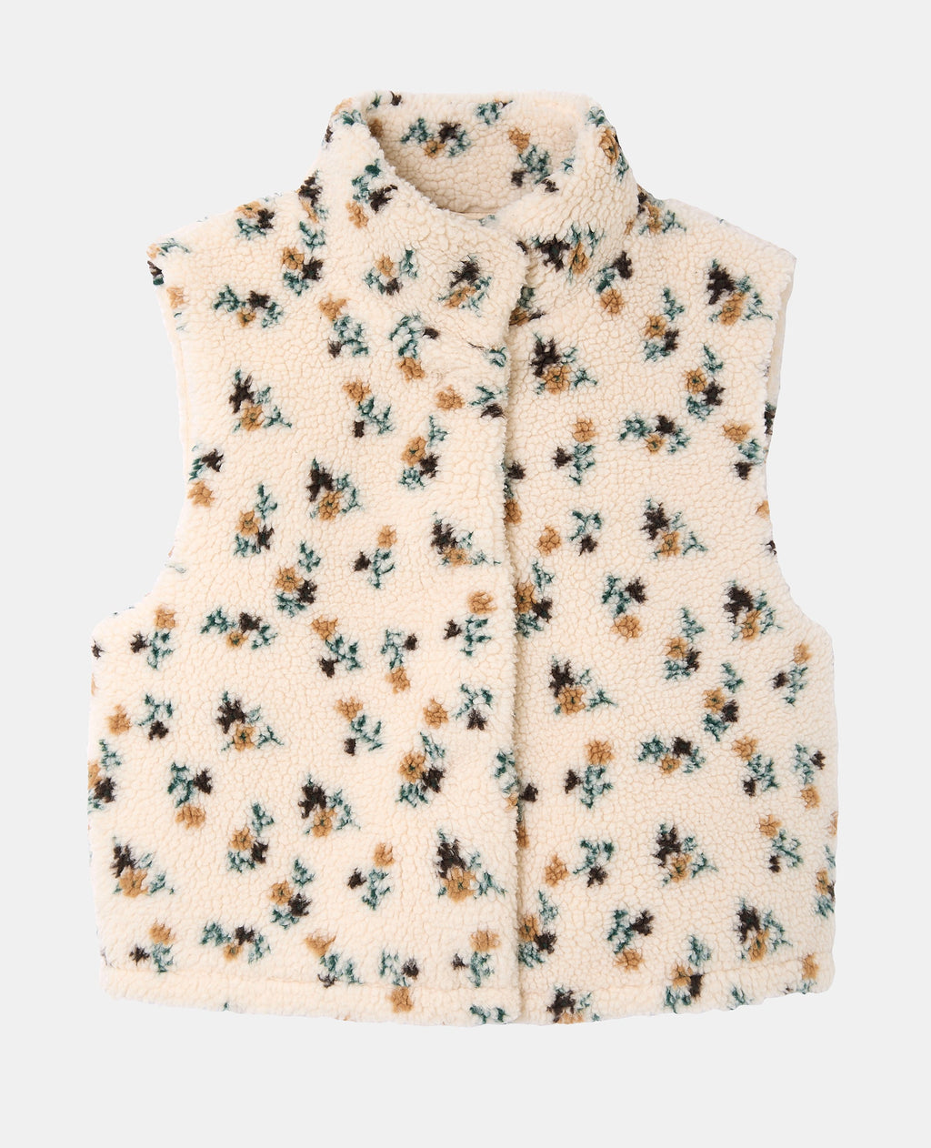 Veste sans manches en sherpa motif fleurs