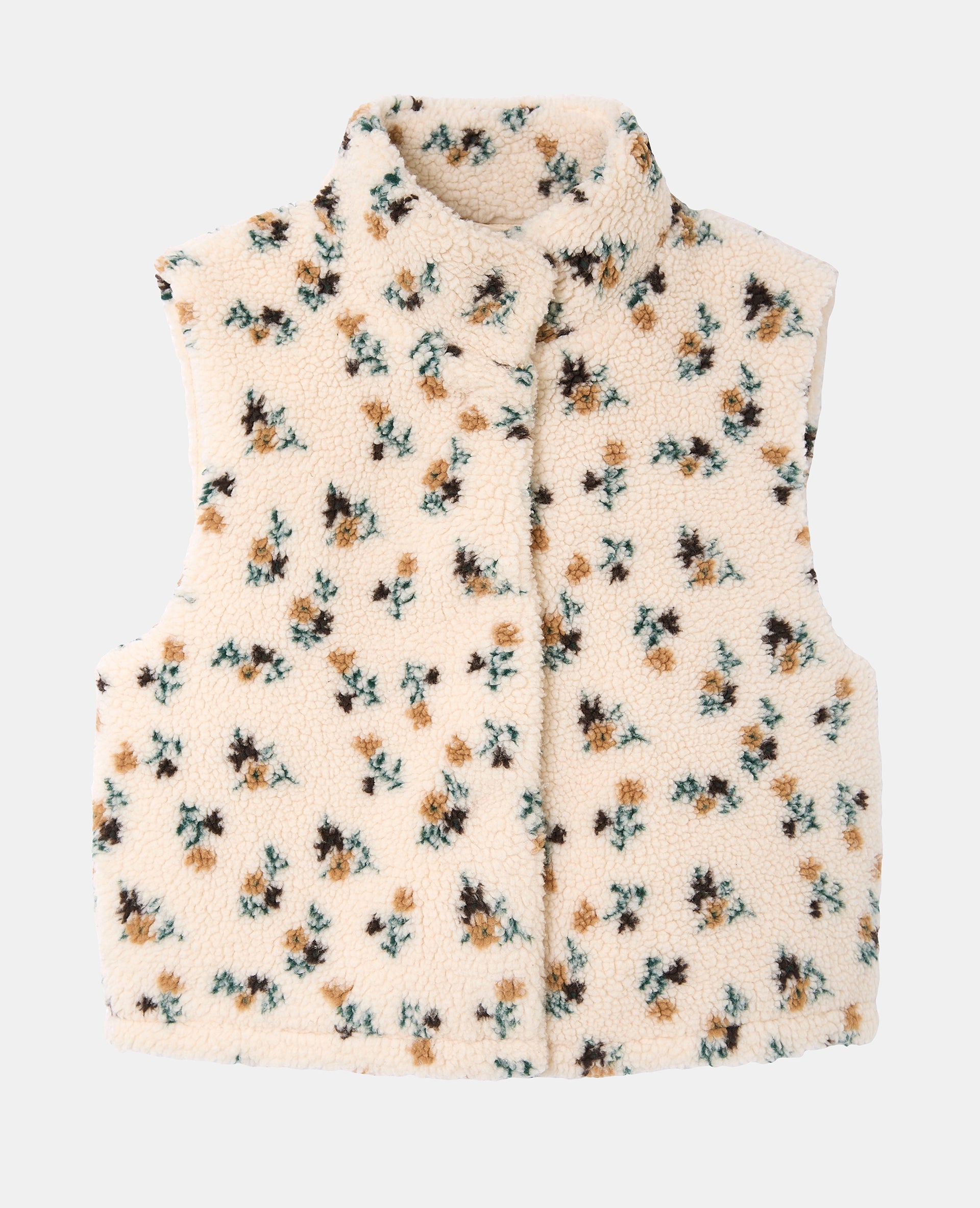 Veste sans manches en sherpa motif fleurs