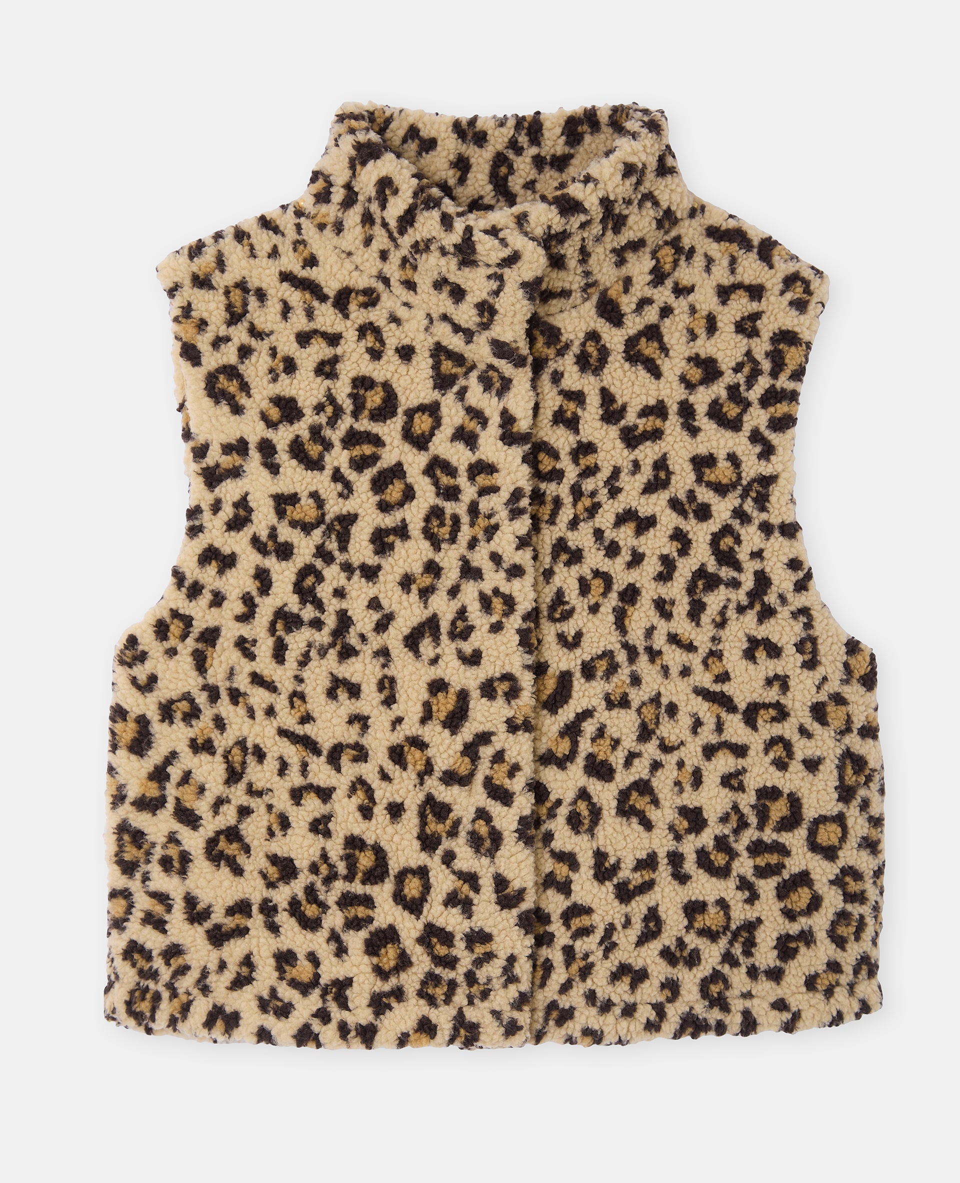 Veste sans manches en sherpa motif léopard
