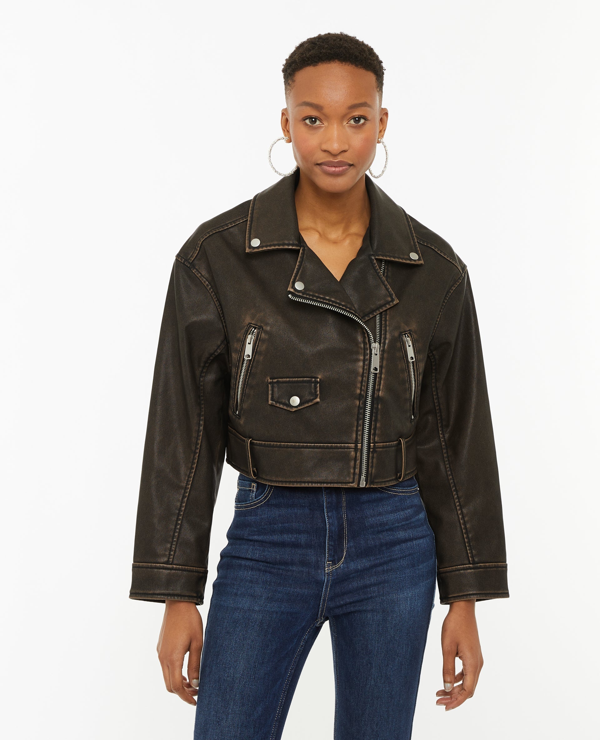 Blouson motard court en simili