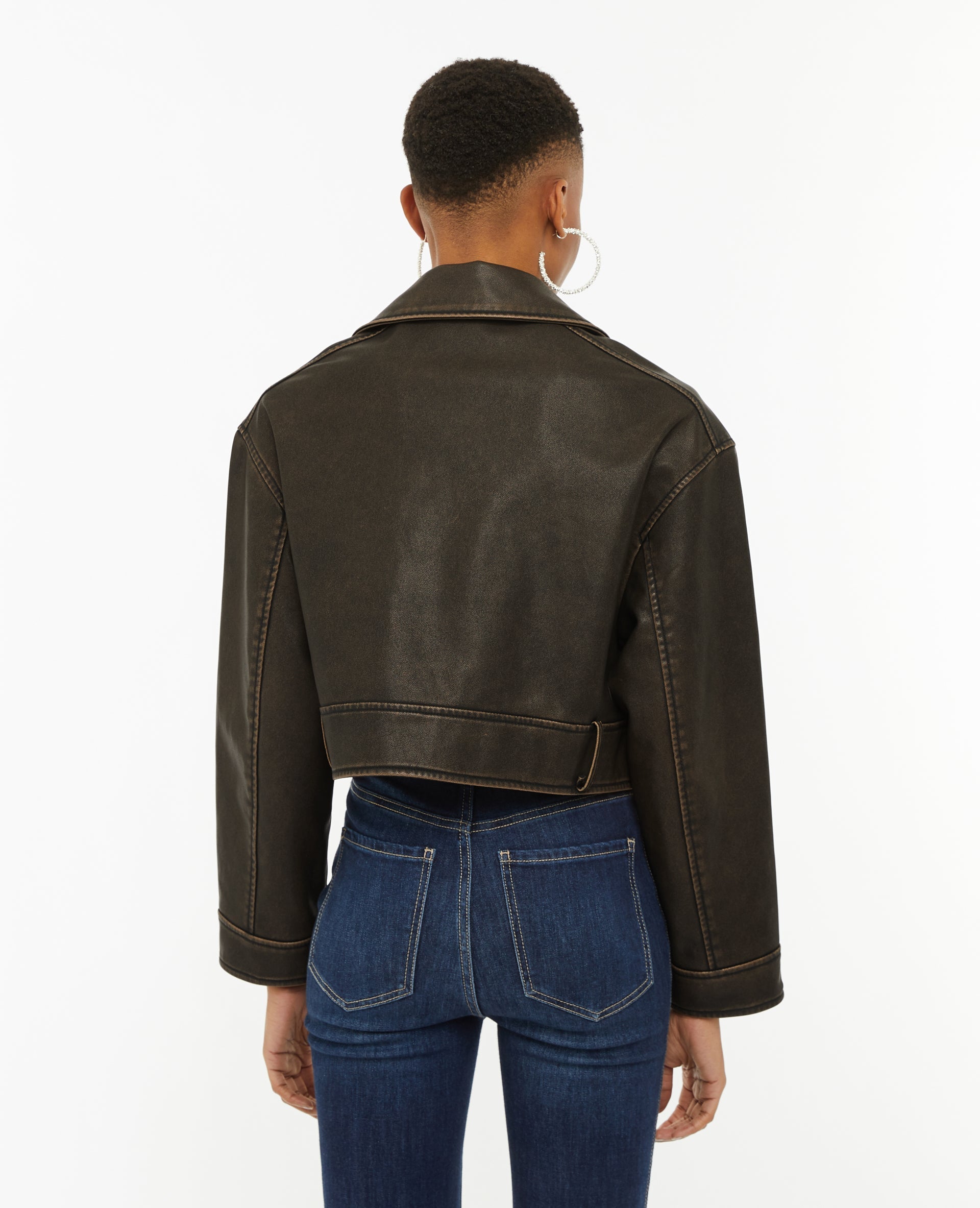 Blouson motard court en simili