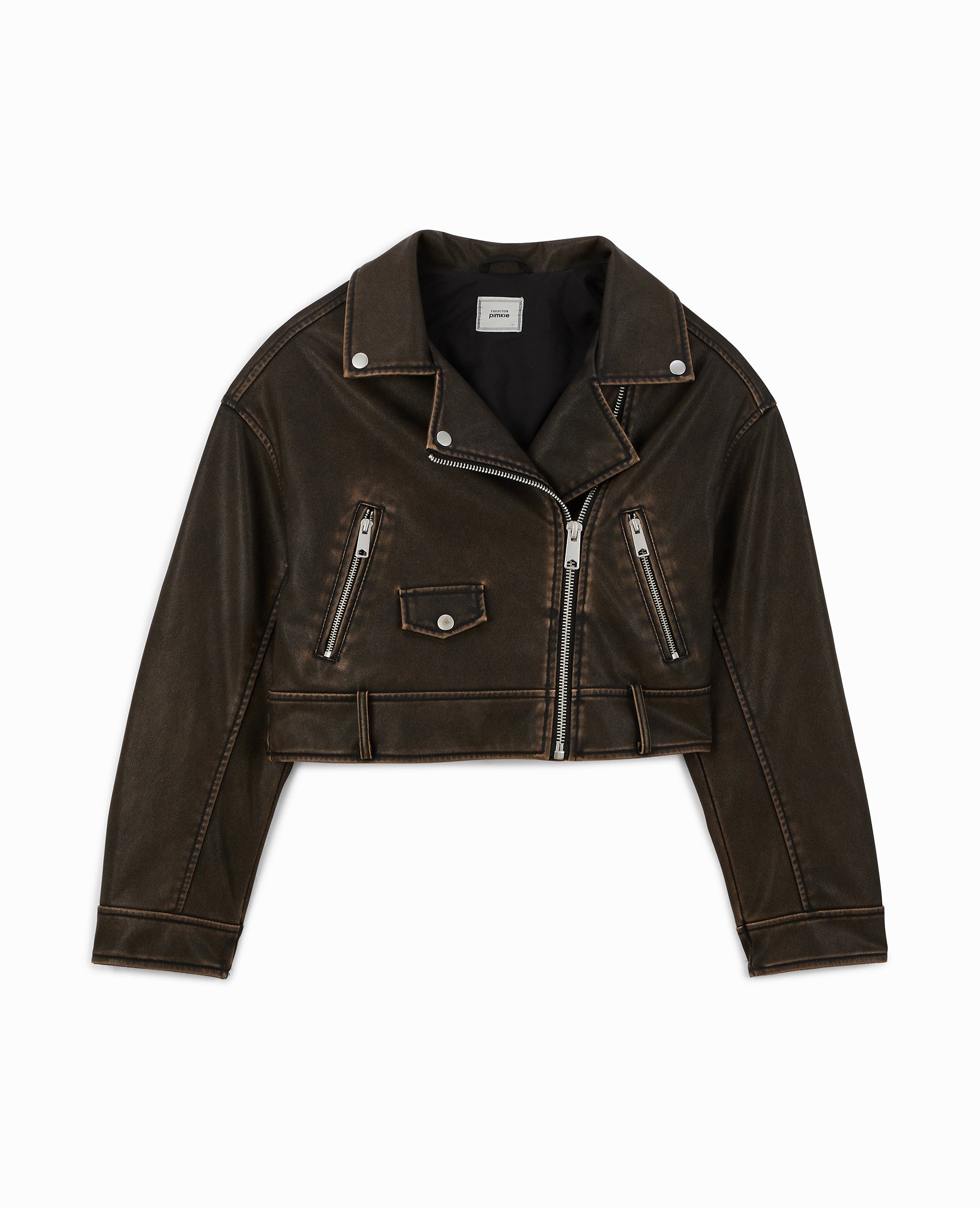 Blouson motard court en simili