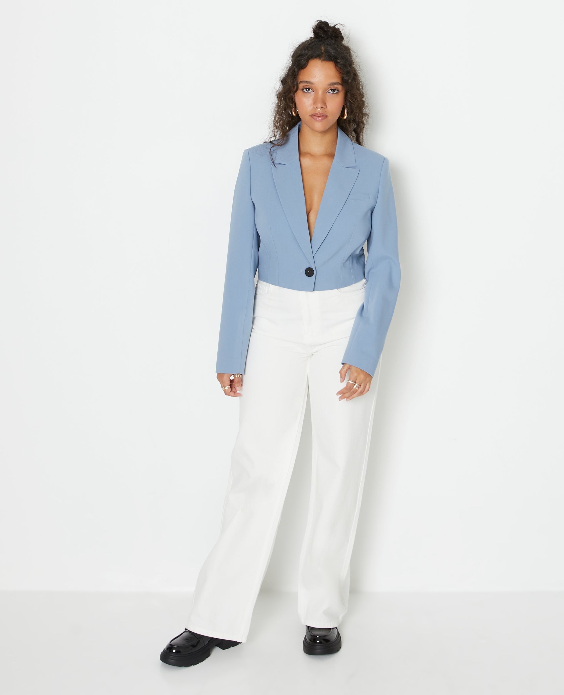 Veste blazer courte avec pinces