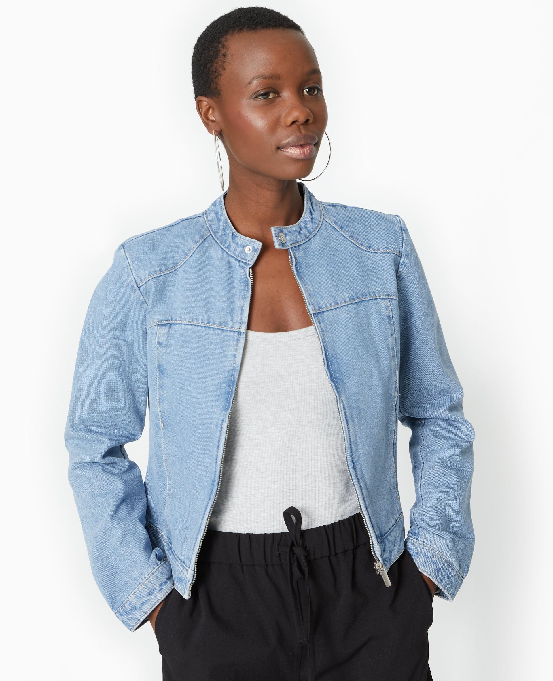 Veste en jean esprit biker
