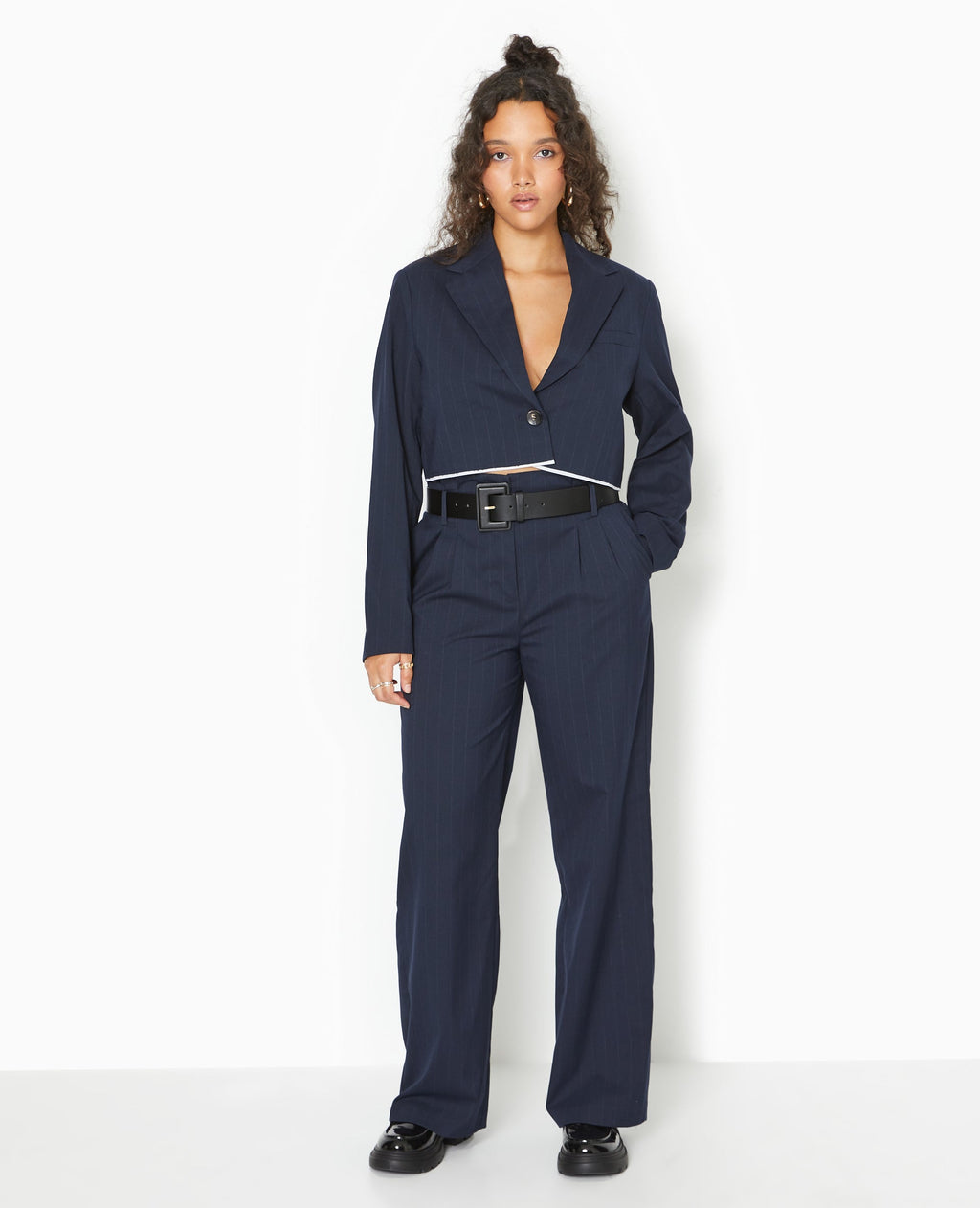Veste blazer cropped motif rayures