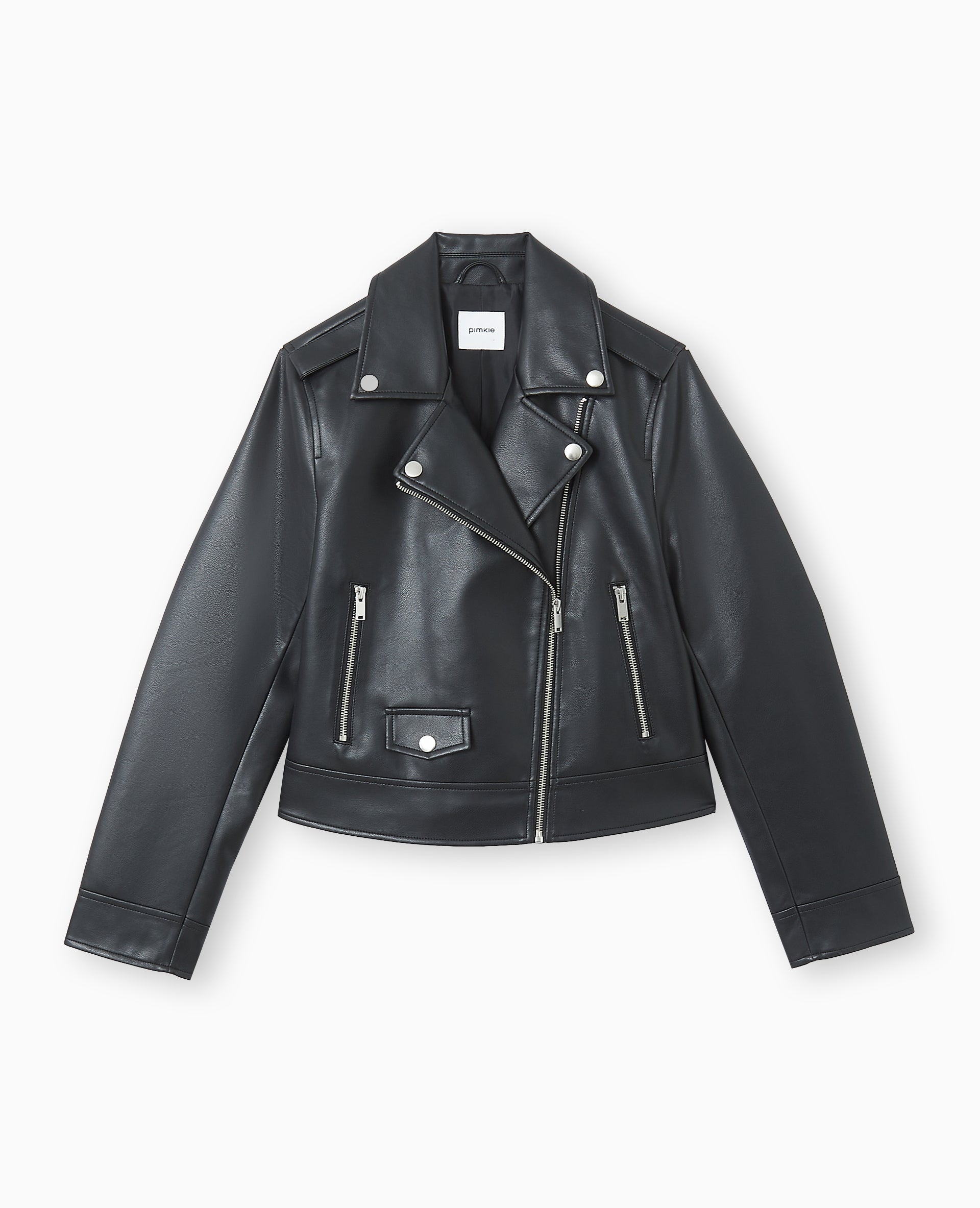 Blouson biker court en simili cuir