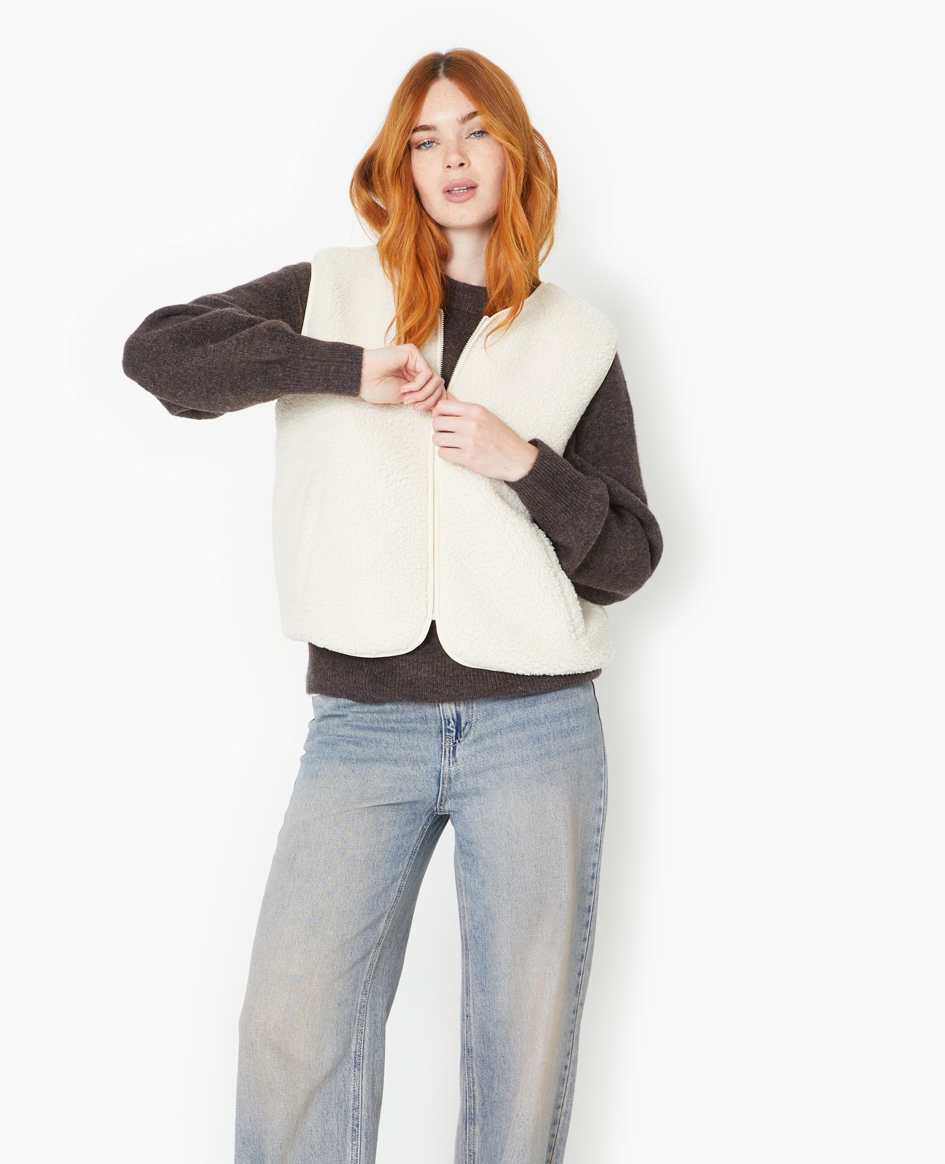 Gilet sans manches en sherpa effet mouton