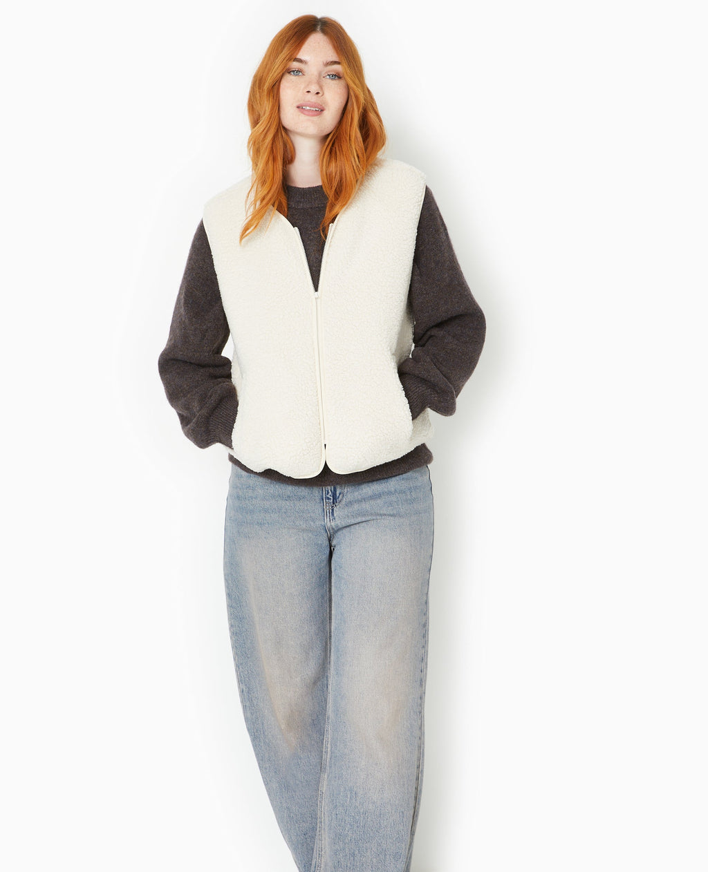 Gilet sans manches en sherpa effet mouton