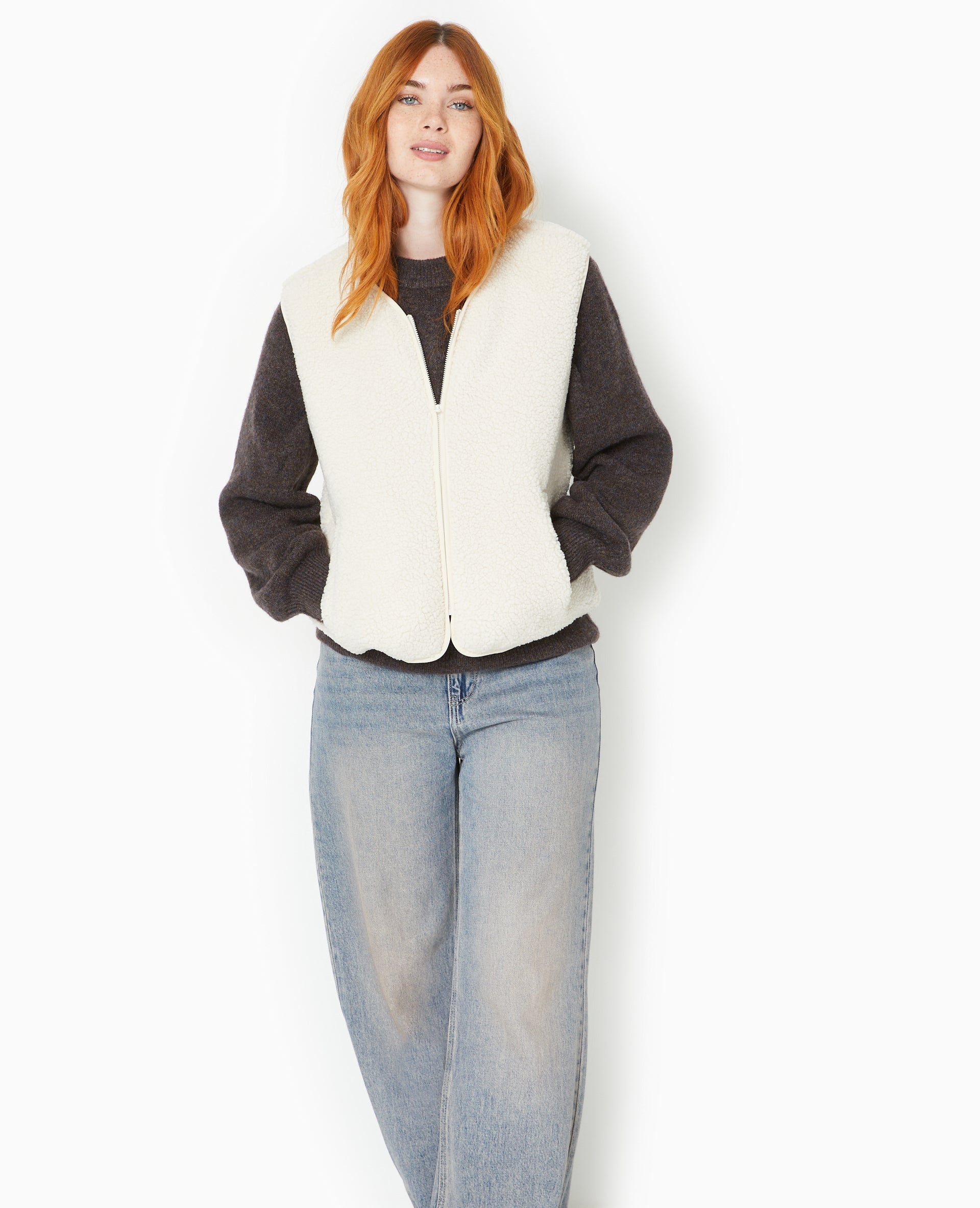 Gilet sans manches en sherpa effet mouton