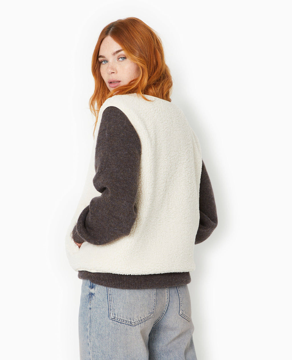 Gilet sans manches en sherpa effet mouton