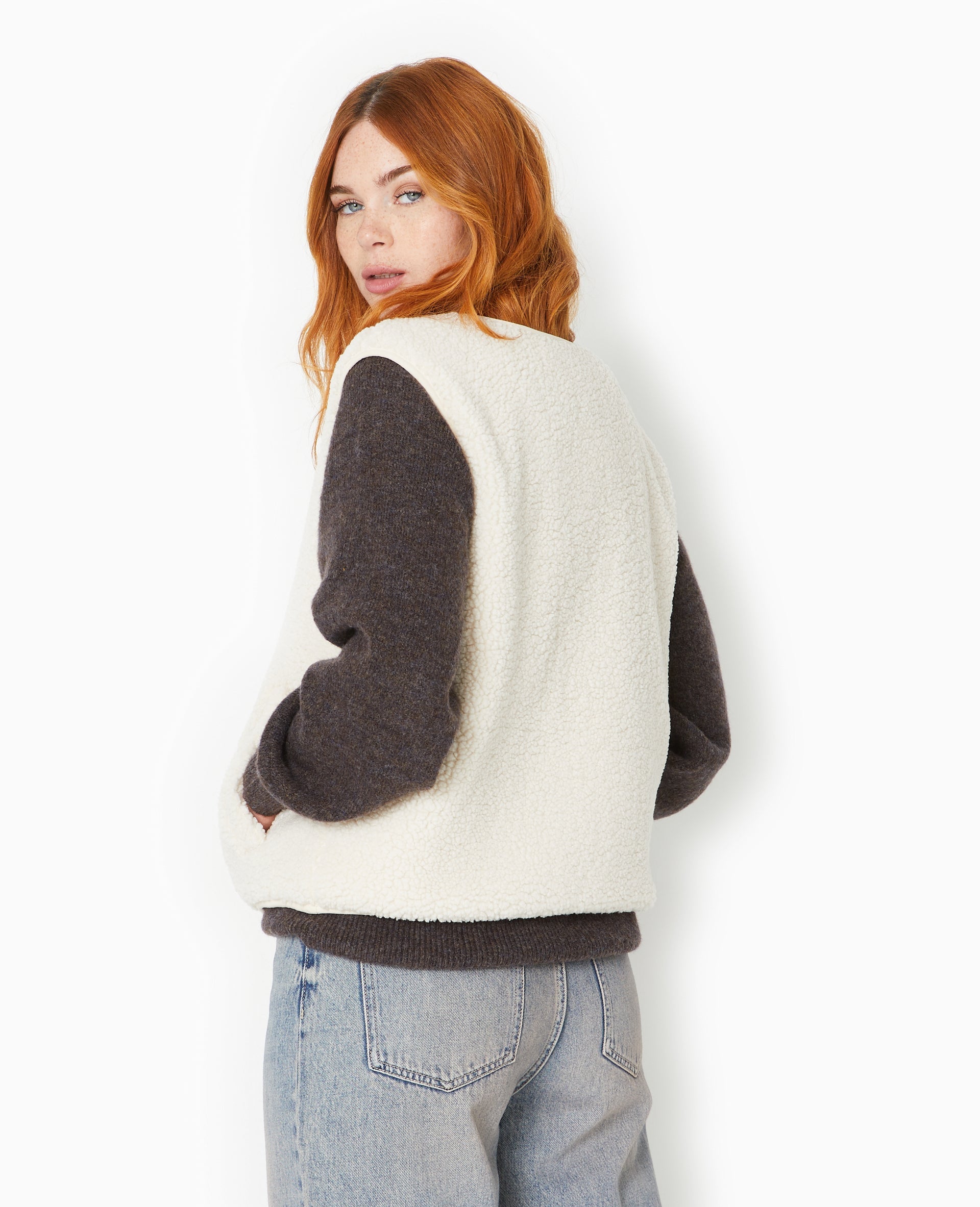 Gilet sans manches en sherpa effet mouton