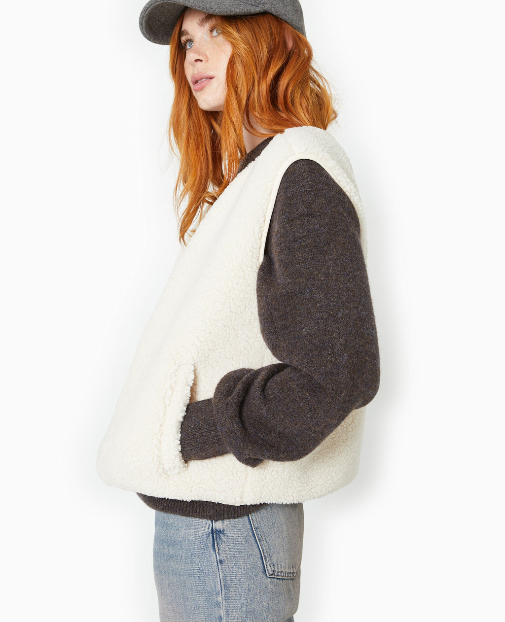 Gilet sans manches en sherpa effet mouton