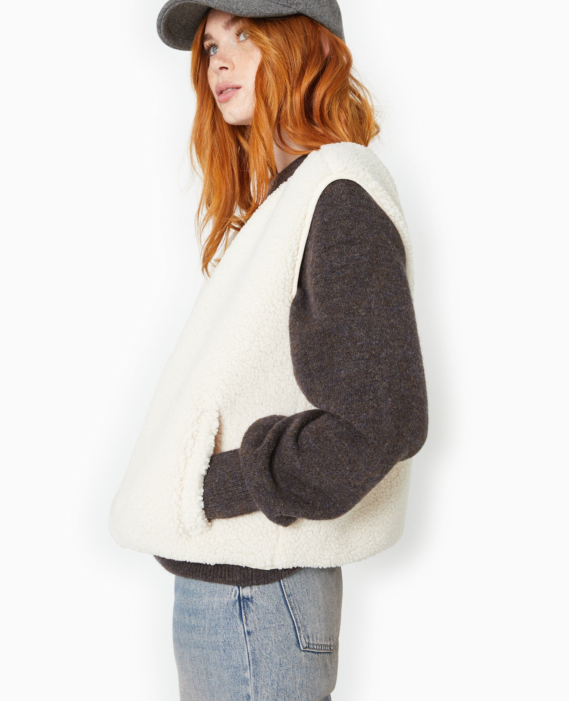 Gilet sans manches en sherpa effet mouton