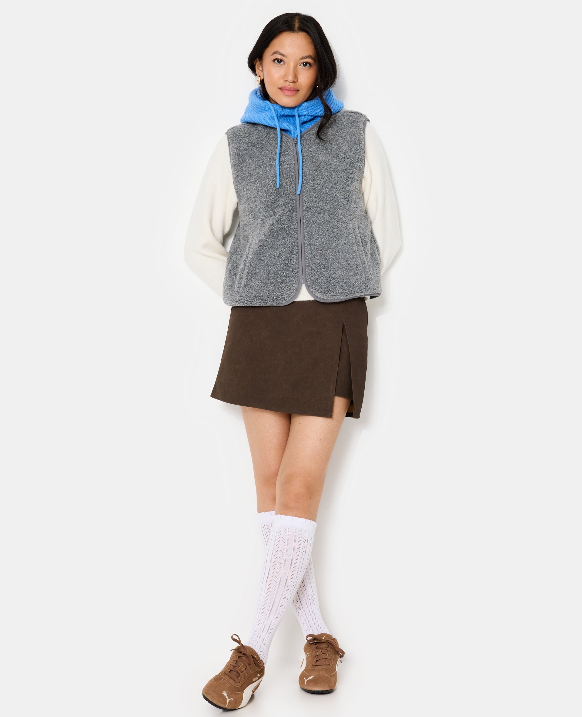 Veste sans manches zippée en sherpa
