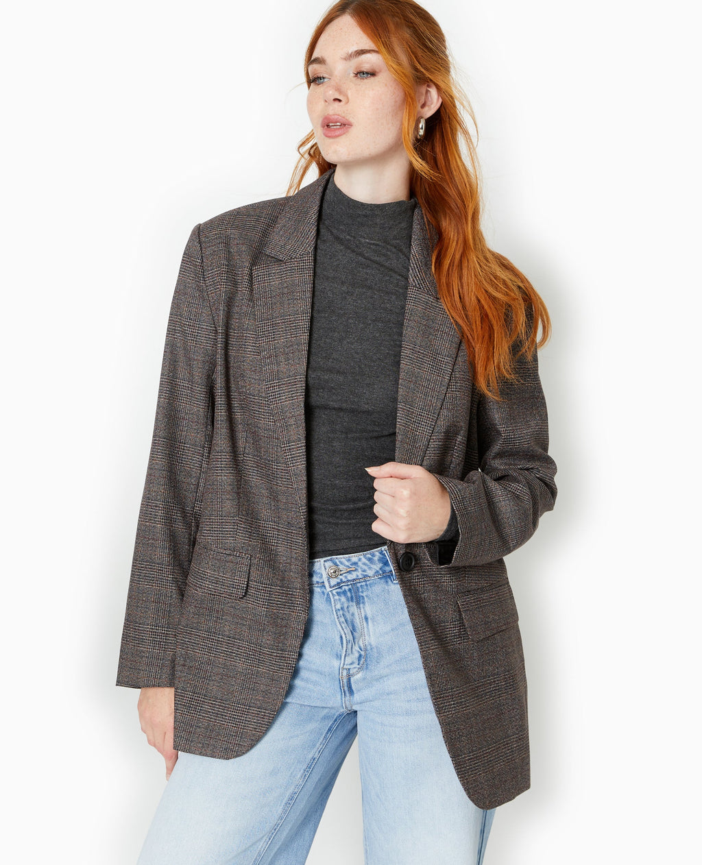 Veste blazer motif carreaux
