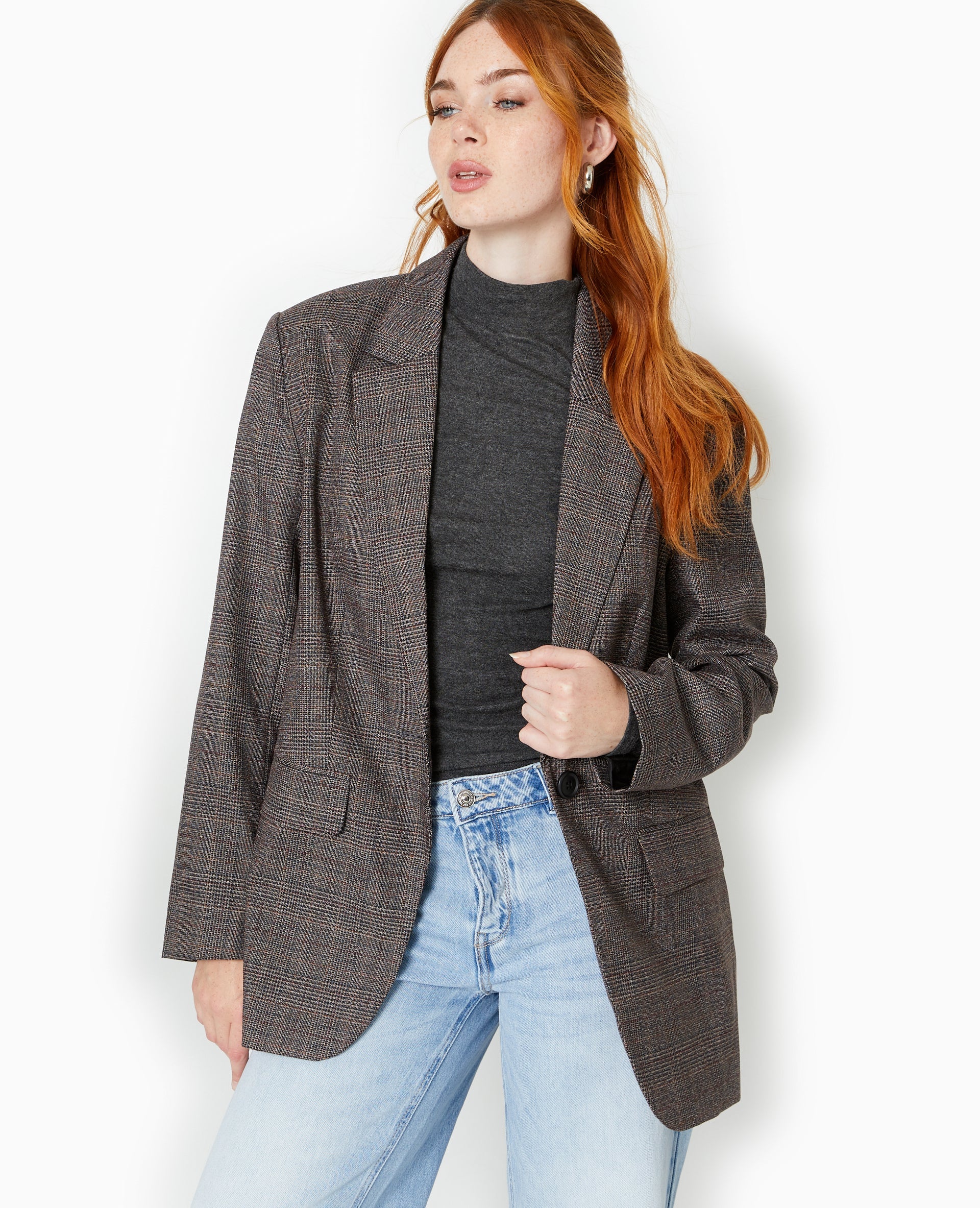 Veste blazer motif carreaux