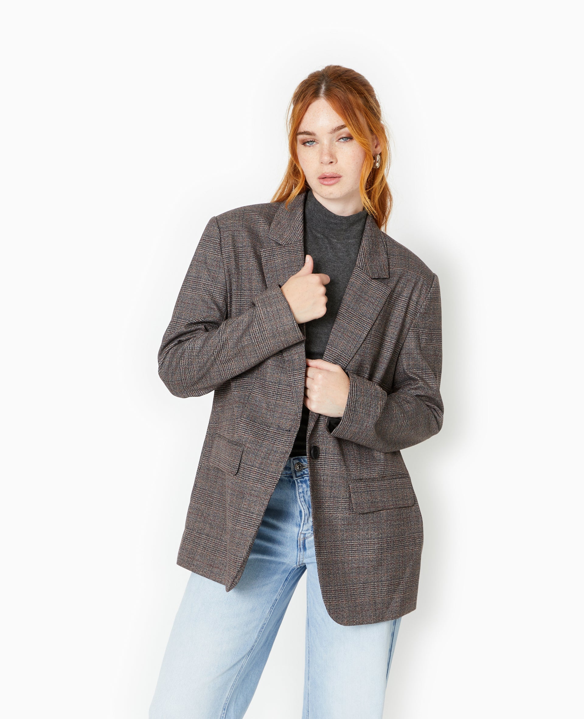 Veste blazer motif carreaux