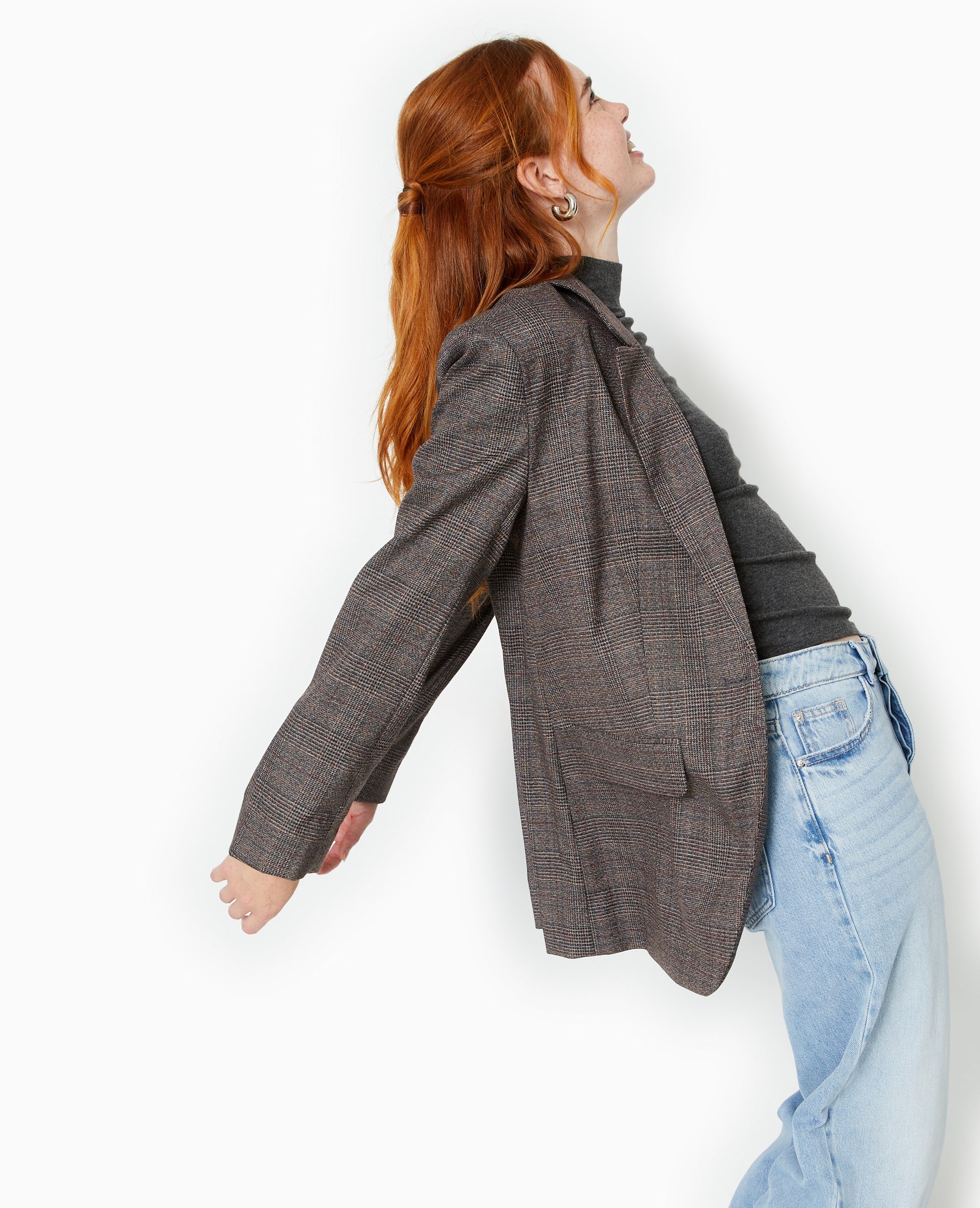 Veste blazer motif carreaux