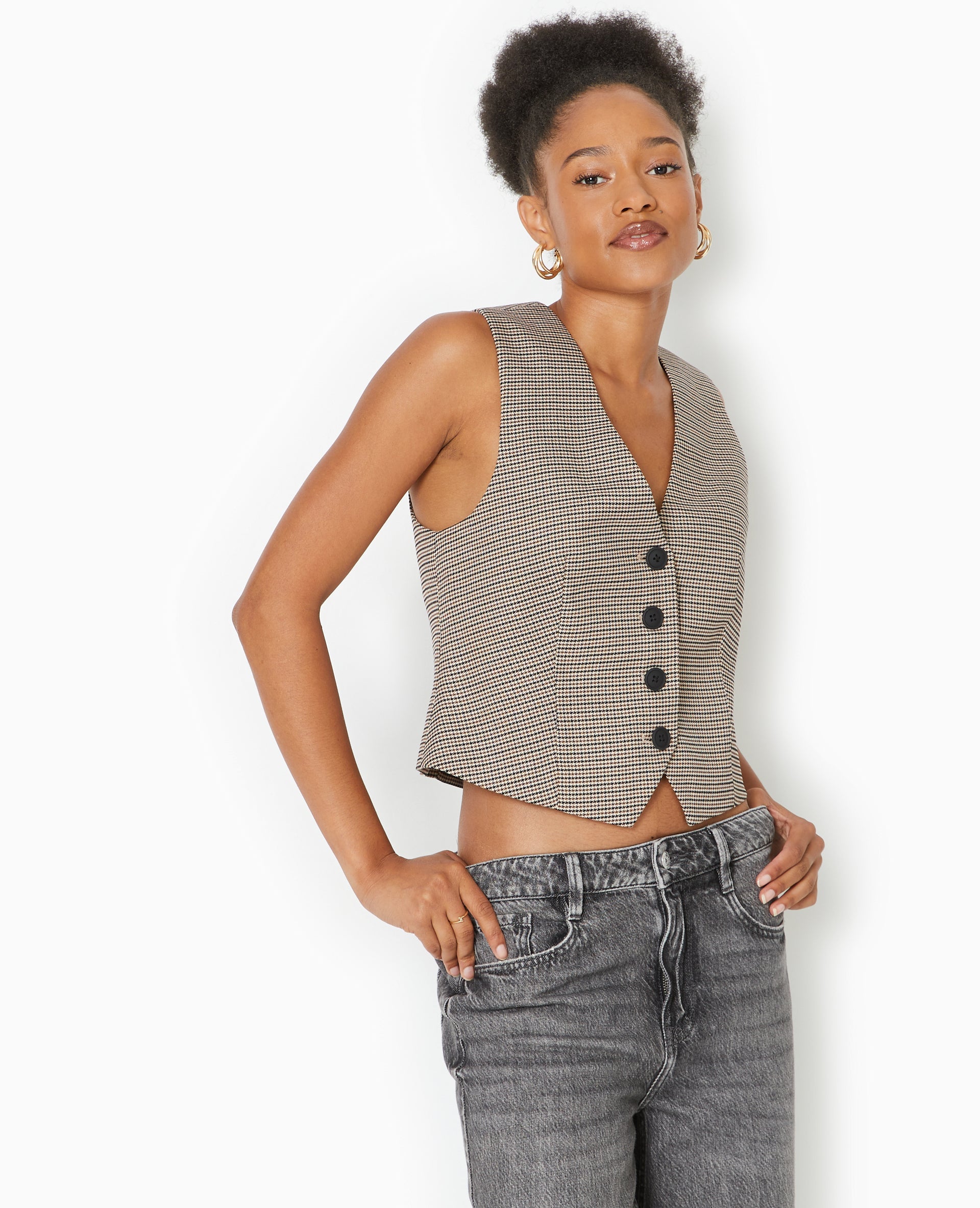 Gilet de barman motif pied-de-poule