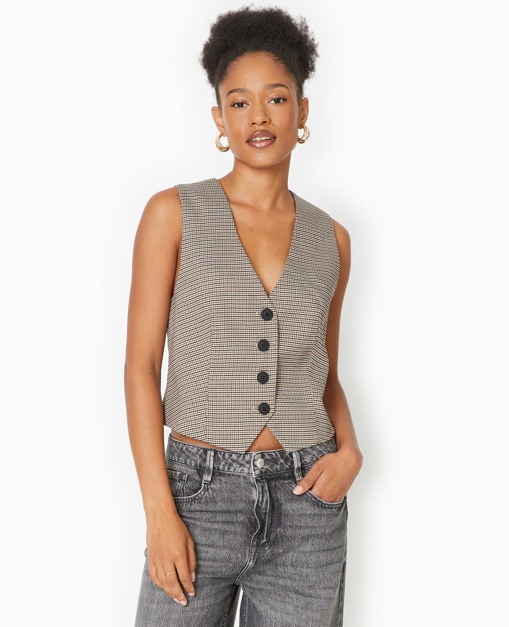 Gilet de barman motif pied-de-poule