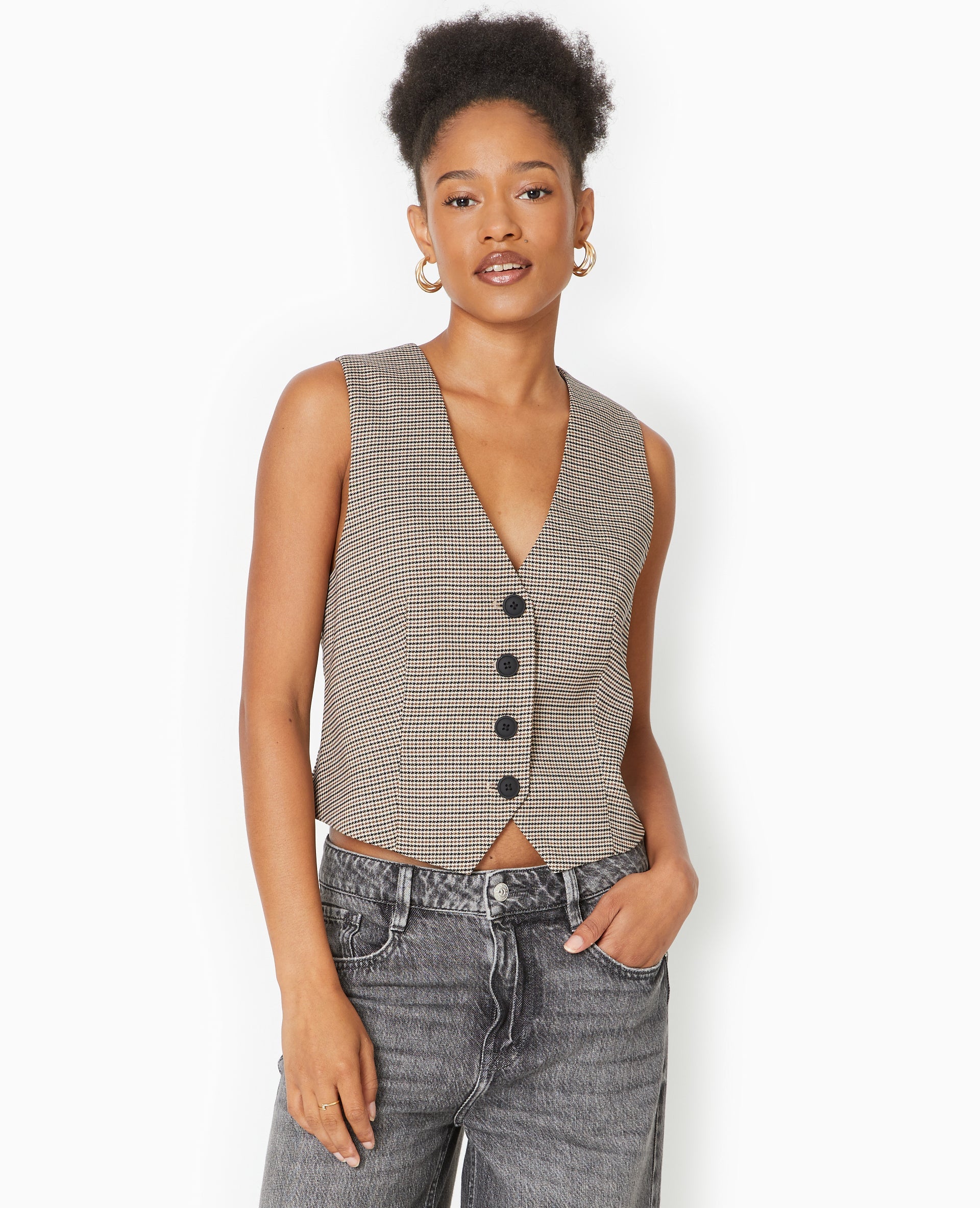 Gilet de barman motif pied-de-poule