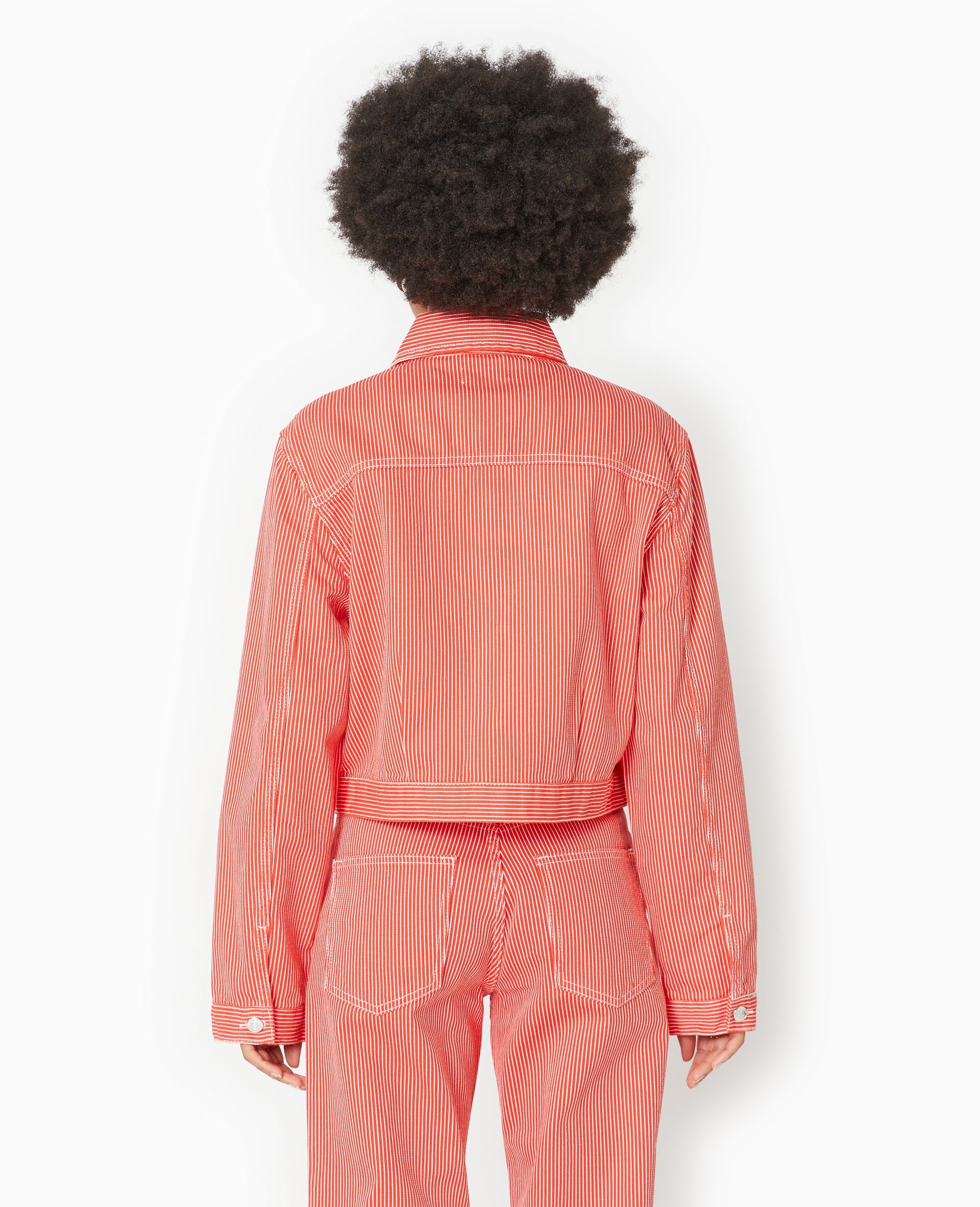 Veste courte en toile avec fines rayures